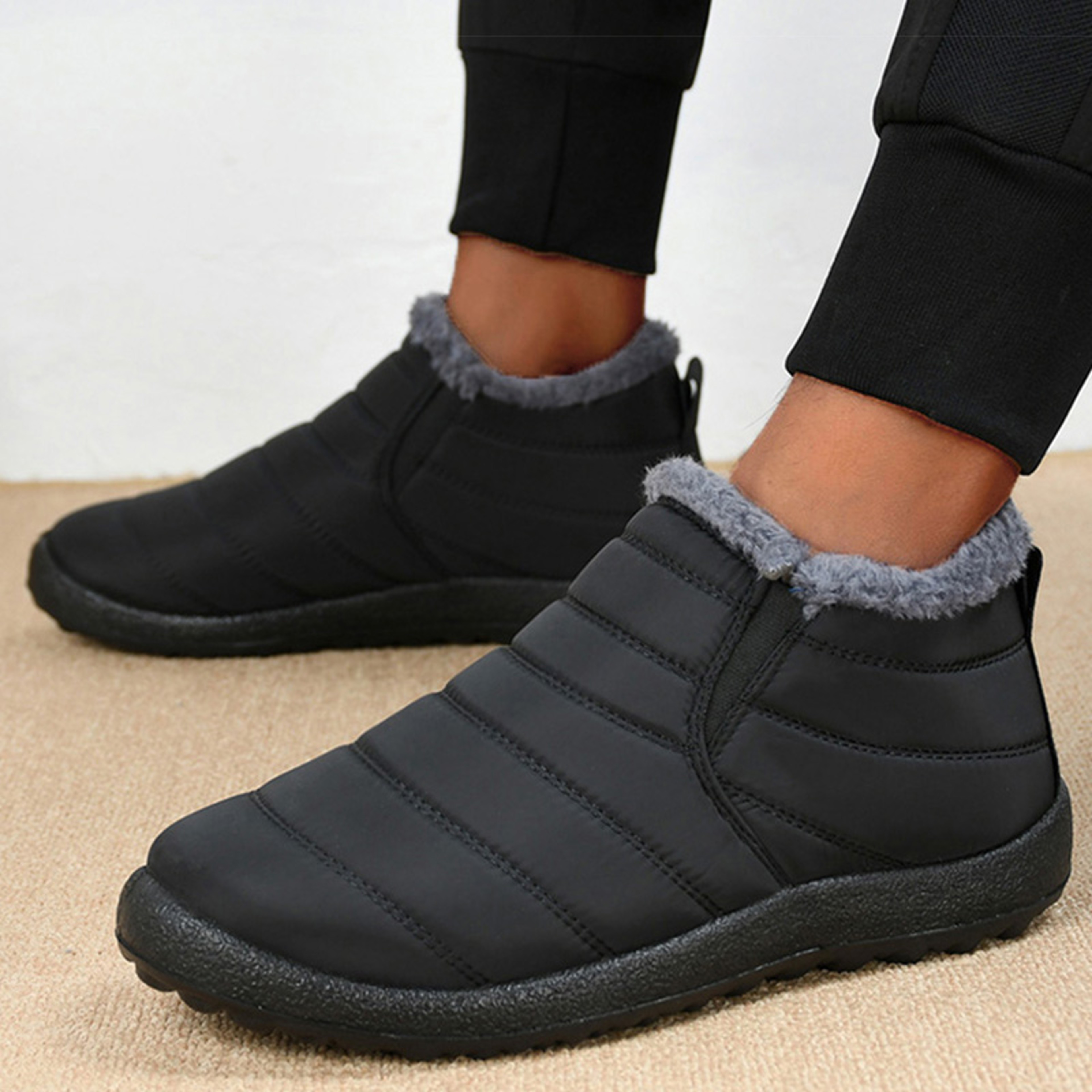 Mens Waterproof Winter Snow Boots With Plush Lining And SlipOn Design 1