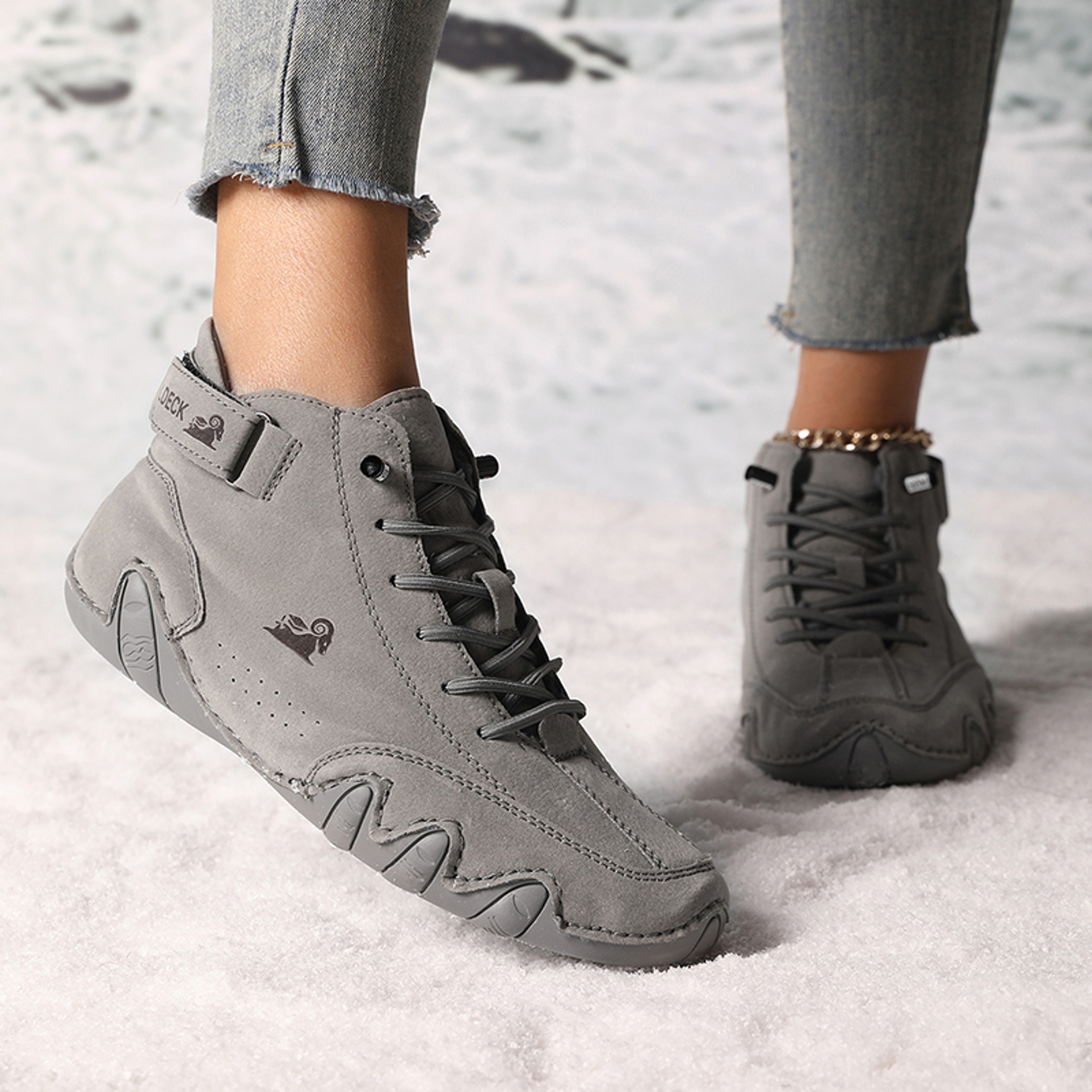 Womens LaceUp Ankle Boots With Microfiber Upper And Flat Rubber Sole 5