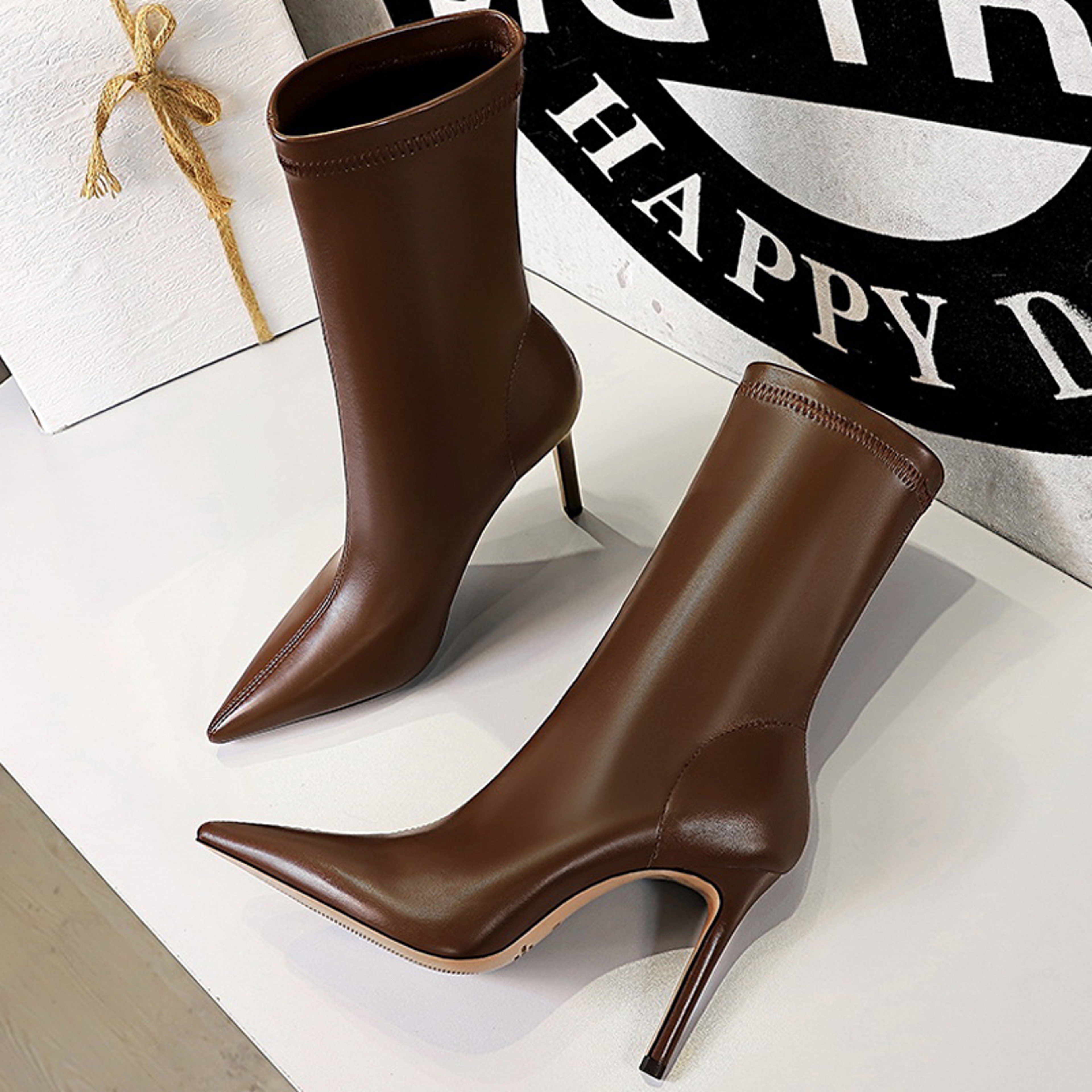 Womens Pointed Toe Ankle Boots With Stiletto Heels And SlipOn Design 2