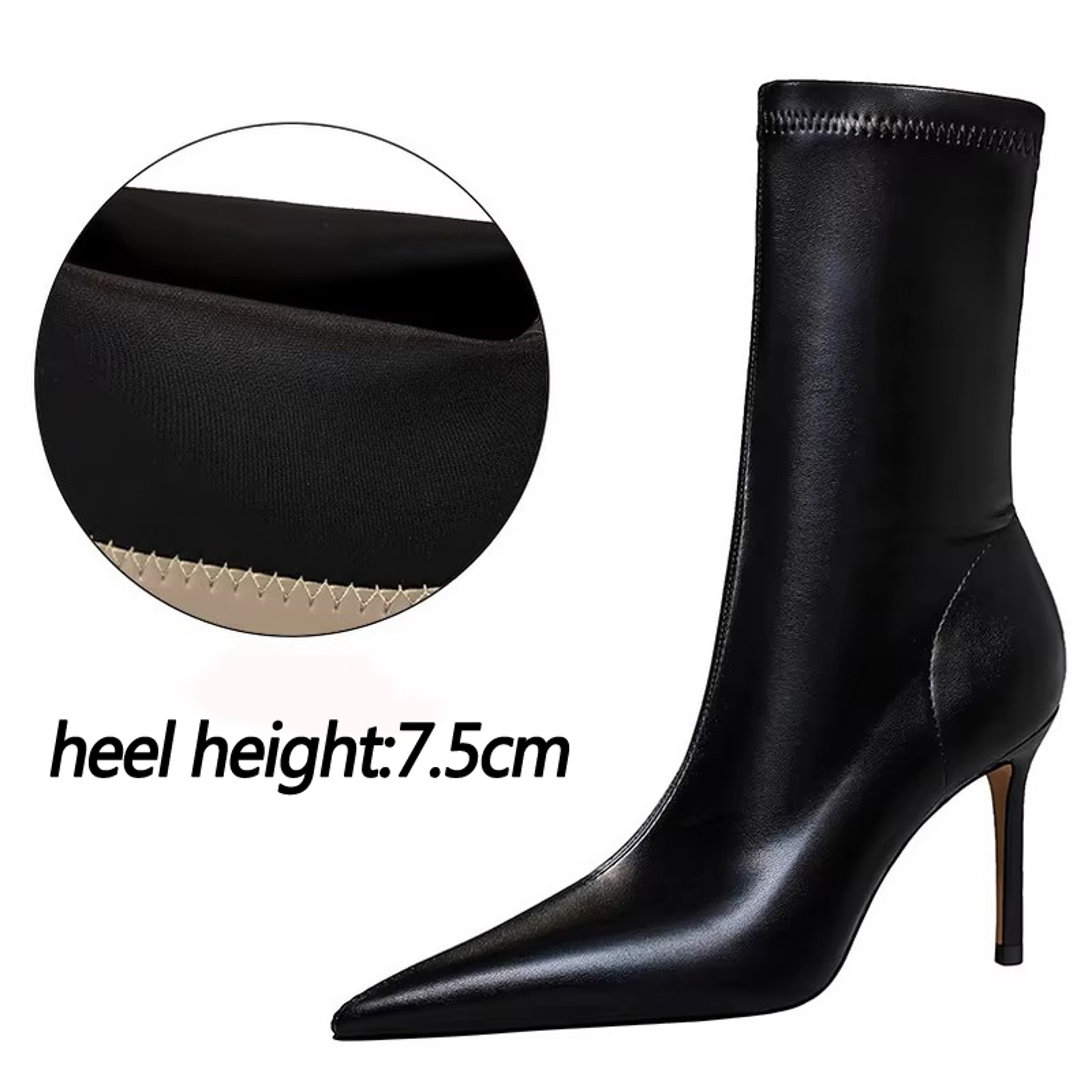 Womens Pointed Toe Ankle Boots With Stiletto Heels And SlipOn Design 9