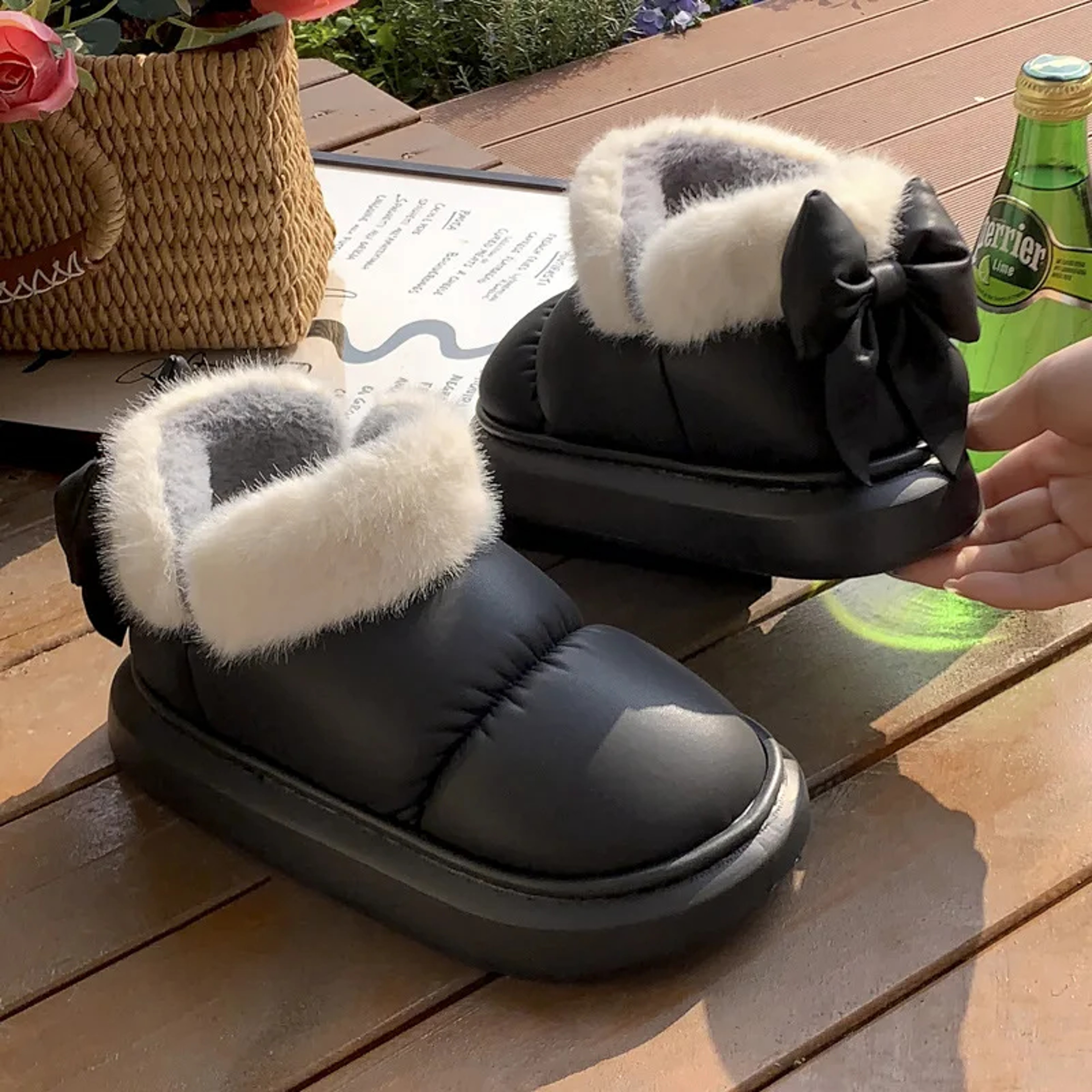 Womens Winter Snow Boots With Plush Lining And Decorative Bow 6