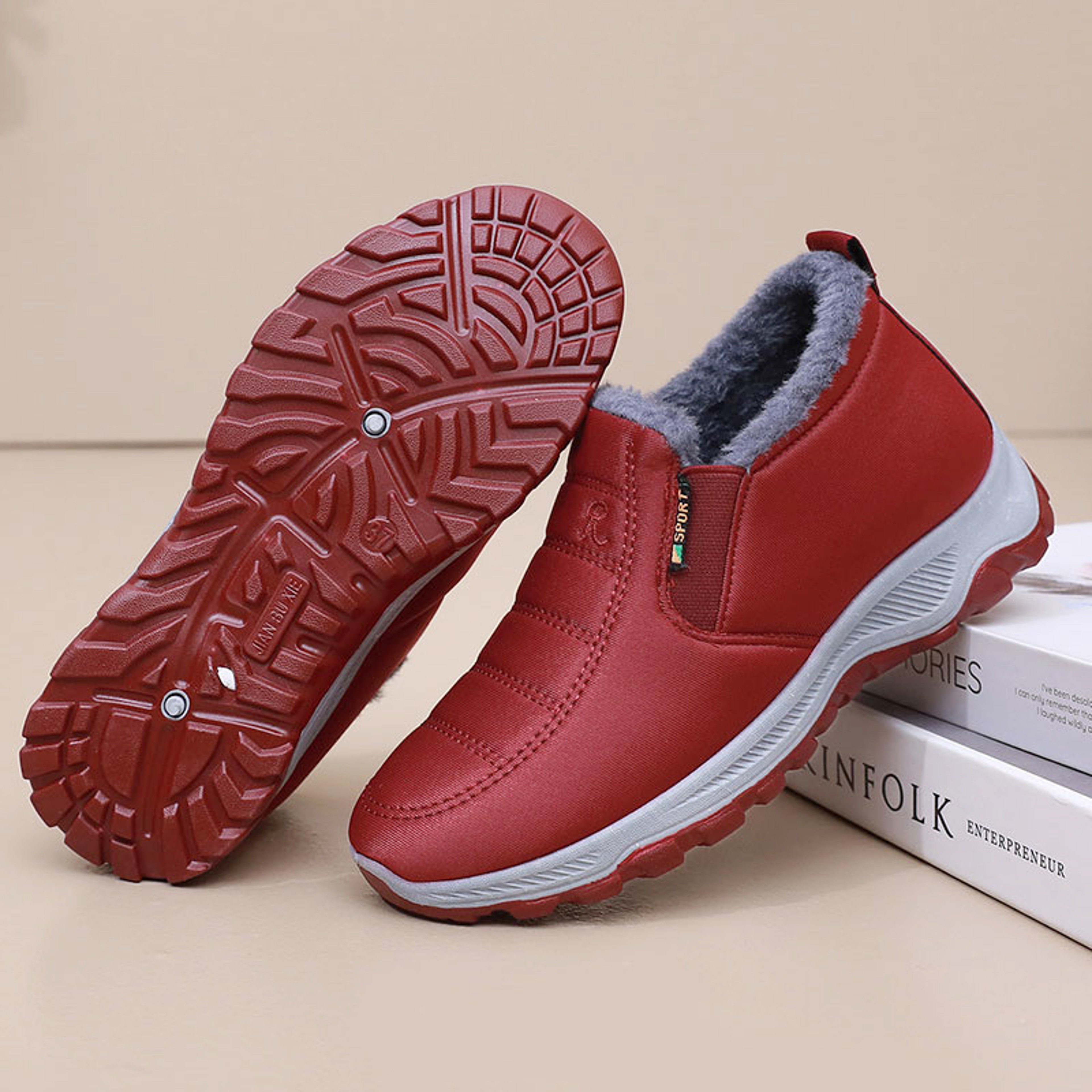 Womens Winter SlipOn Ankle Boots With Plush Lining And Rubber Sole 5