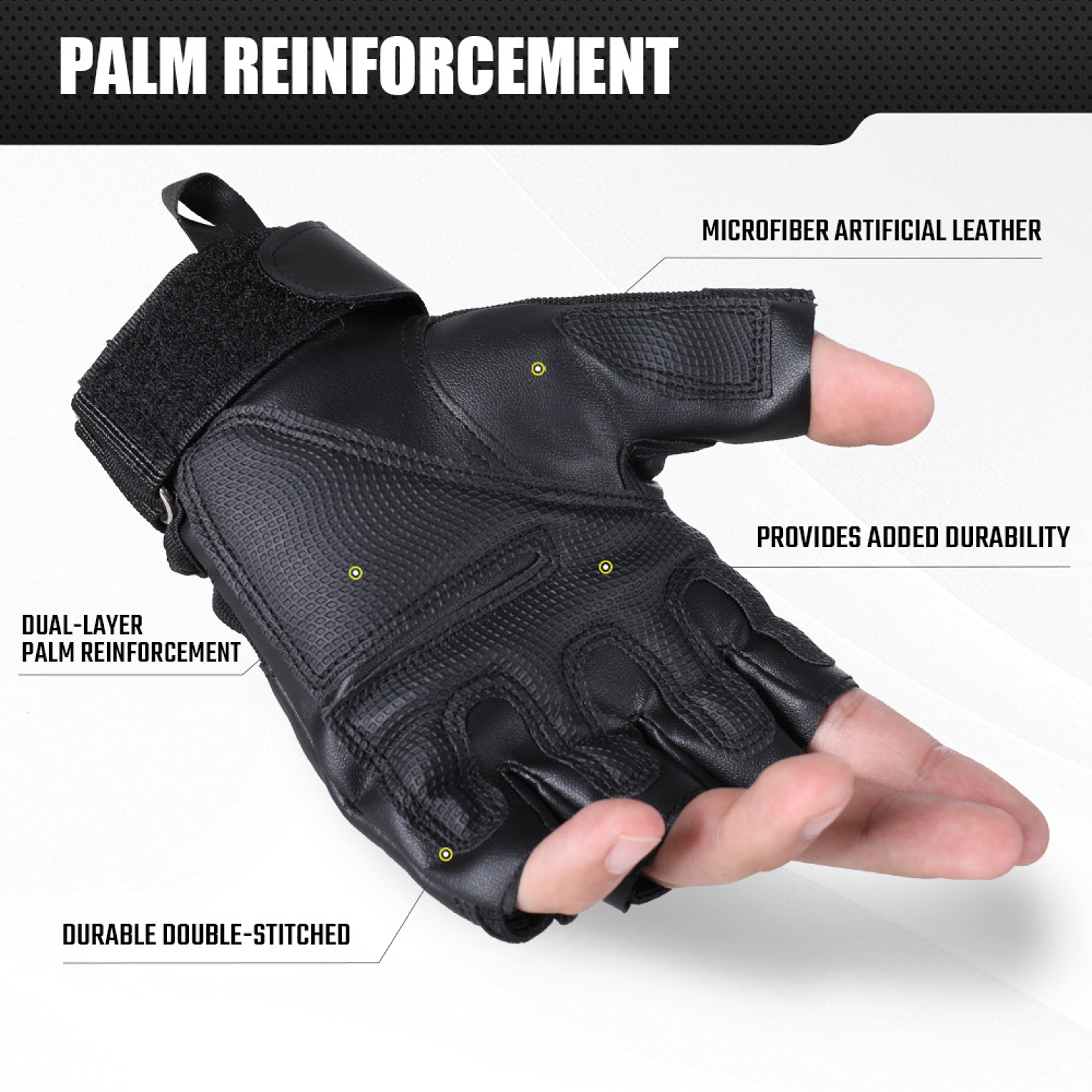 Tactical Fingerless Gloves With AntiSlip Grip And Hard Shell Protection 3