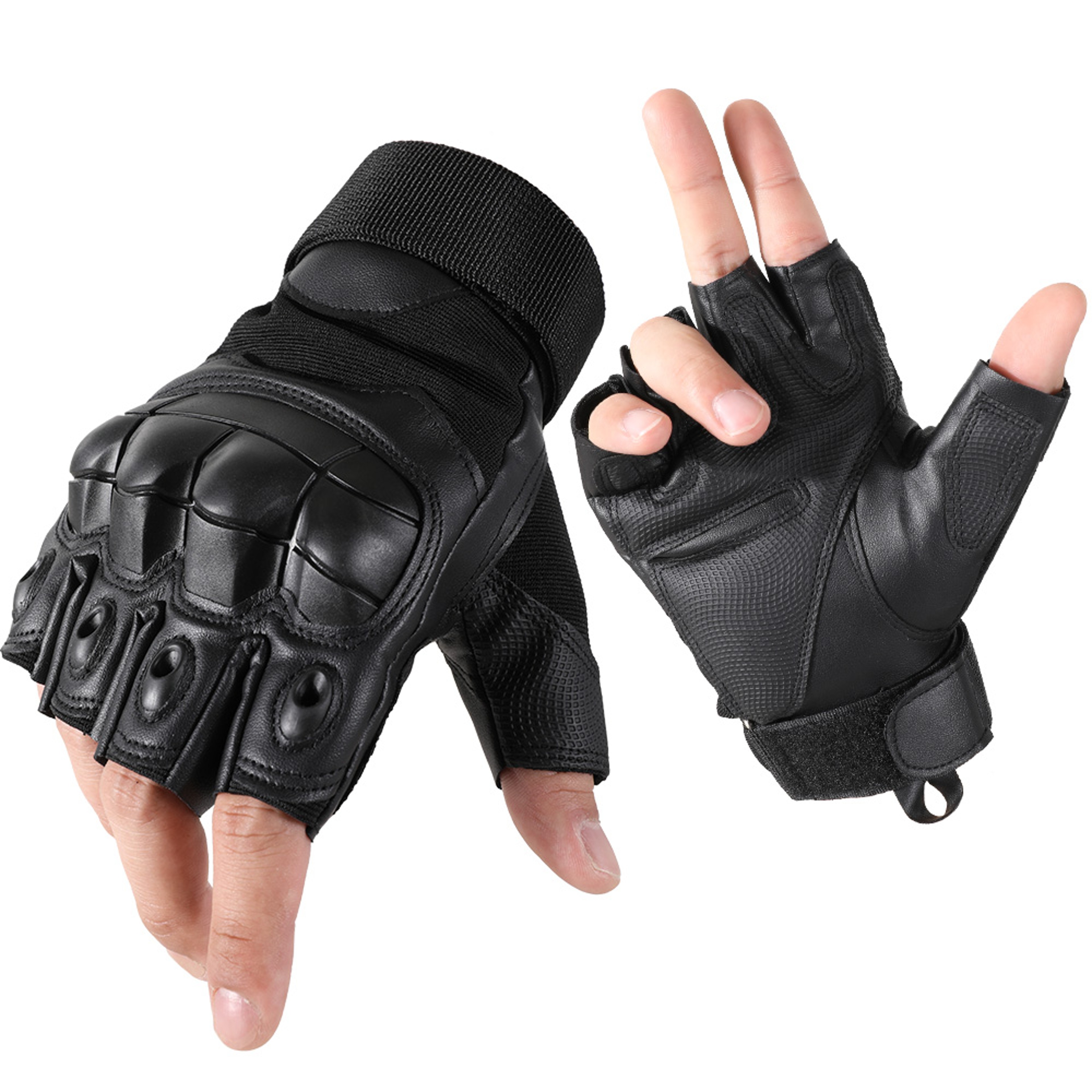 Tactical Fingerless Gloves With AntiSlip Grip And Hard Shell Protection 0