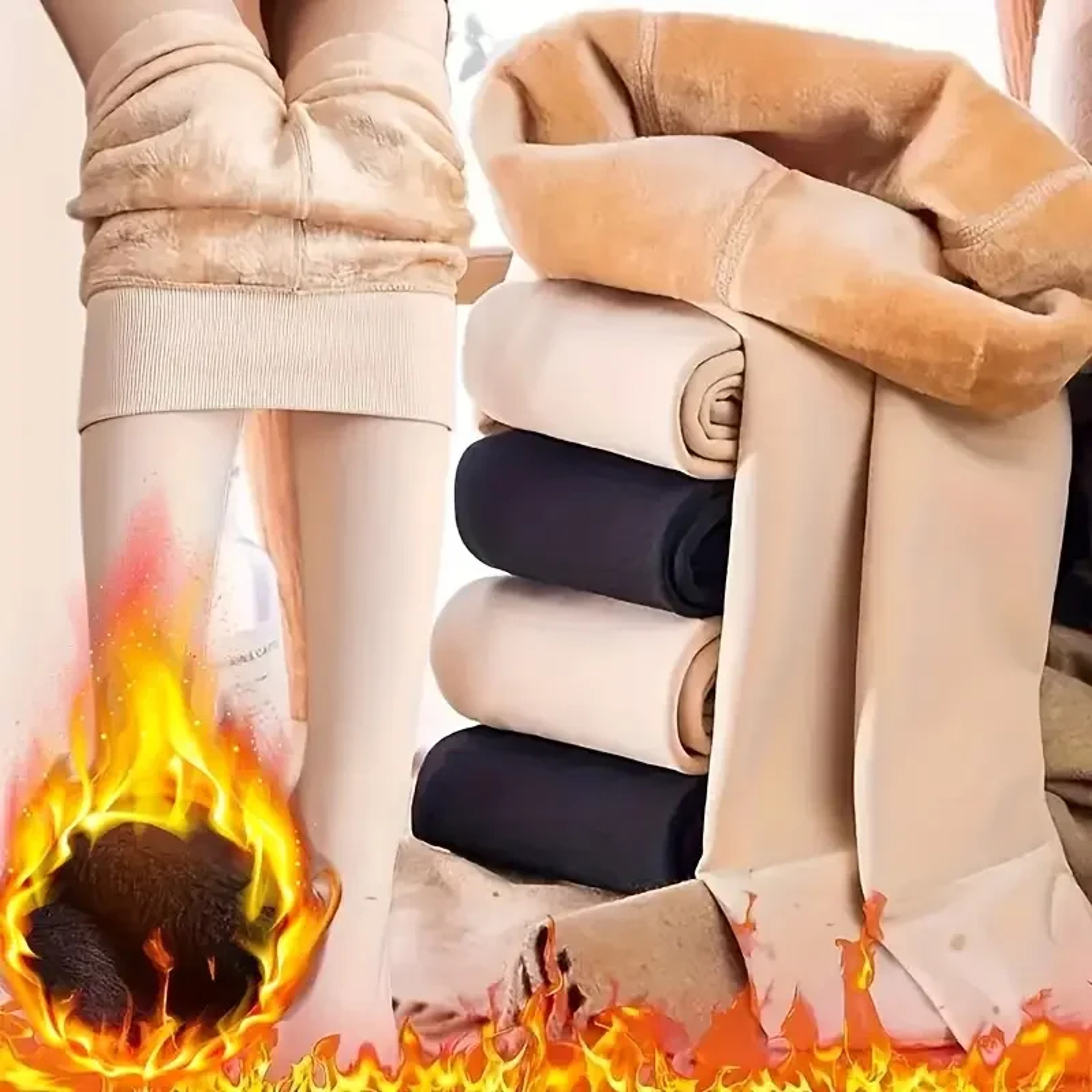 Winter Fleece Lined Leggings For Women Thickened Warm AnkleLength Tights 1