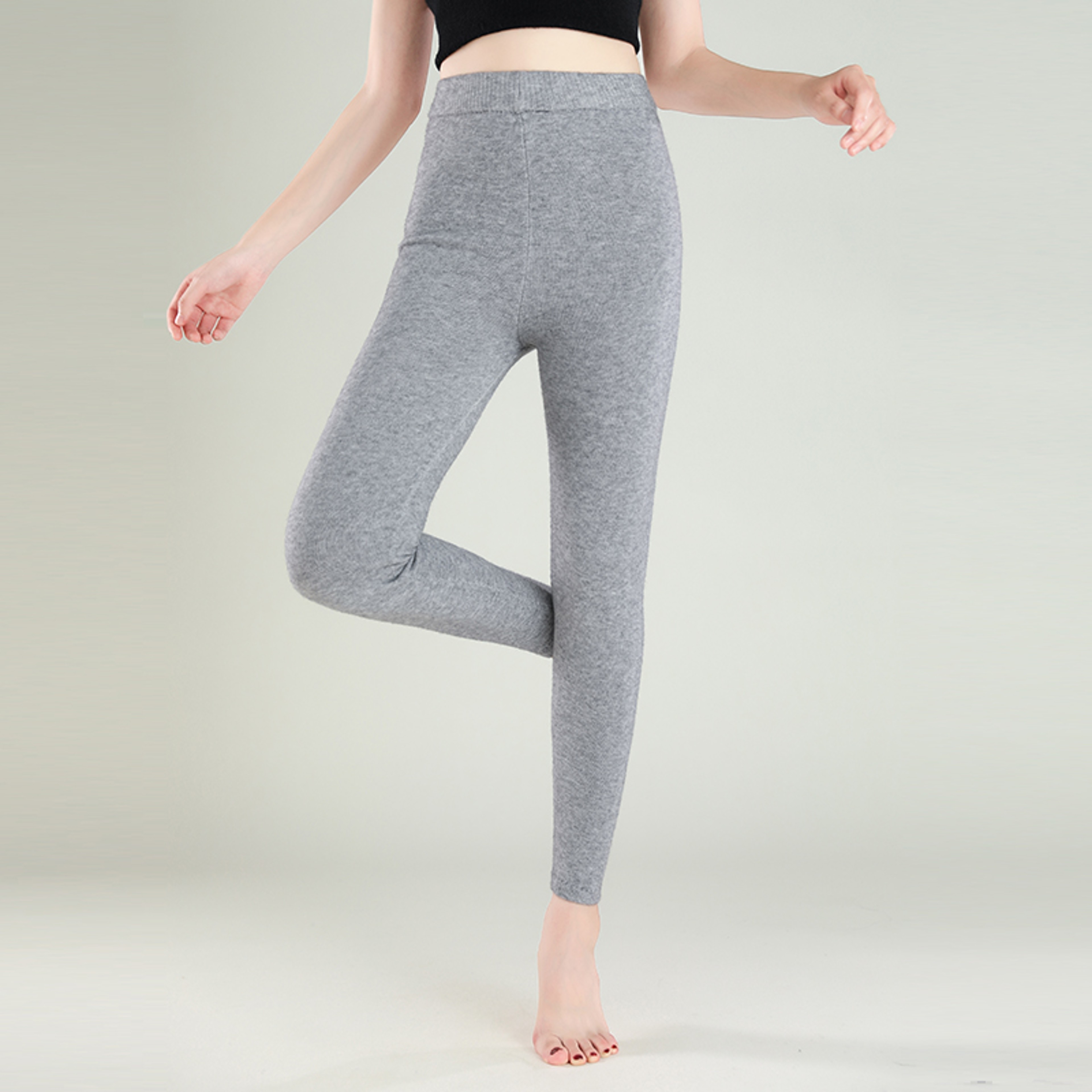 Womens Wool Leggings Slim Fit Seamless AnkleLength Winter Pants 3