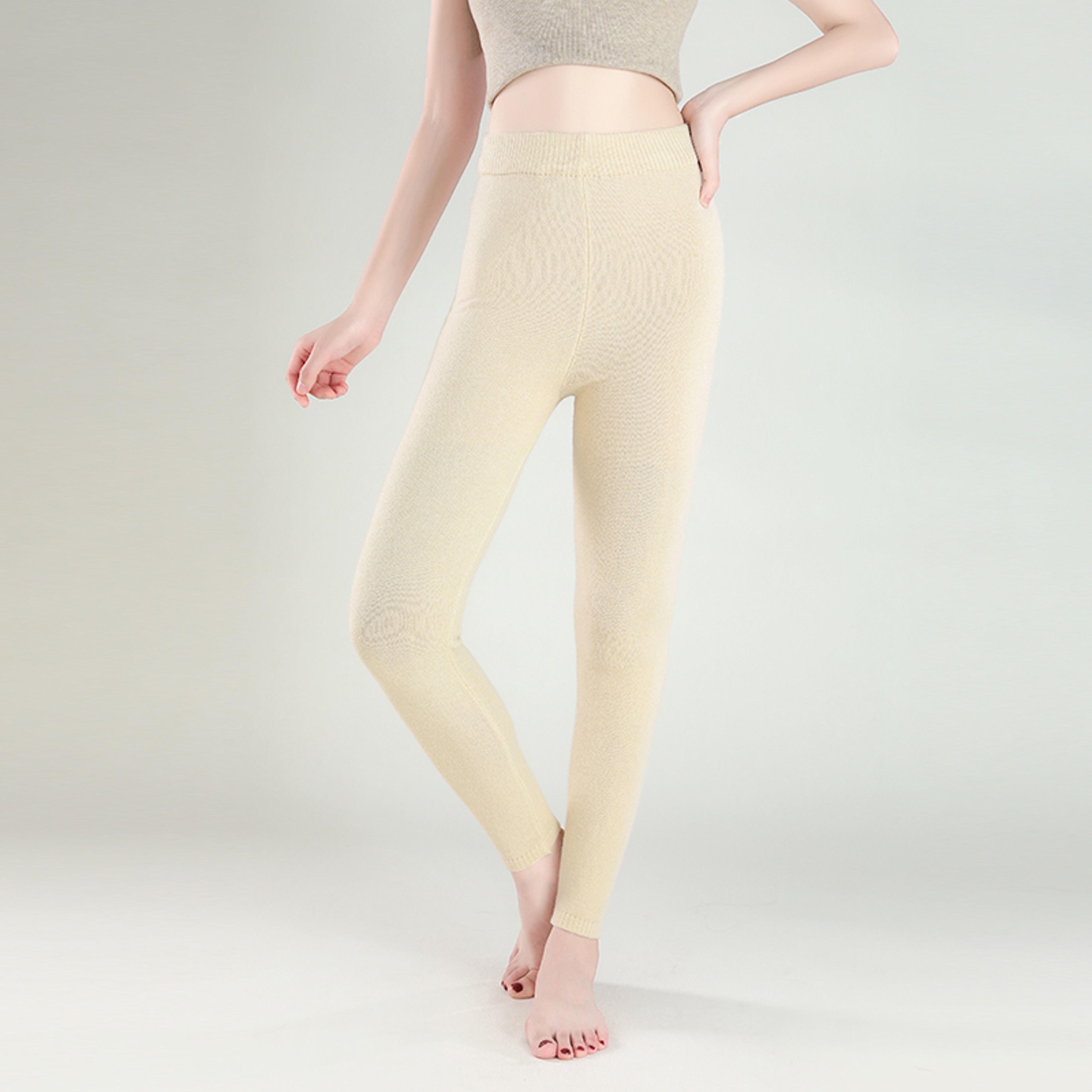 Womens Wool Leggings Slim Fit Seamless AnkleLength Winter Pants 2
