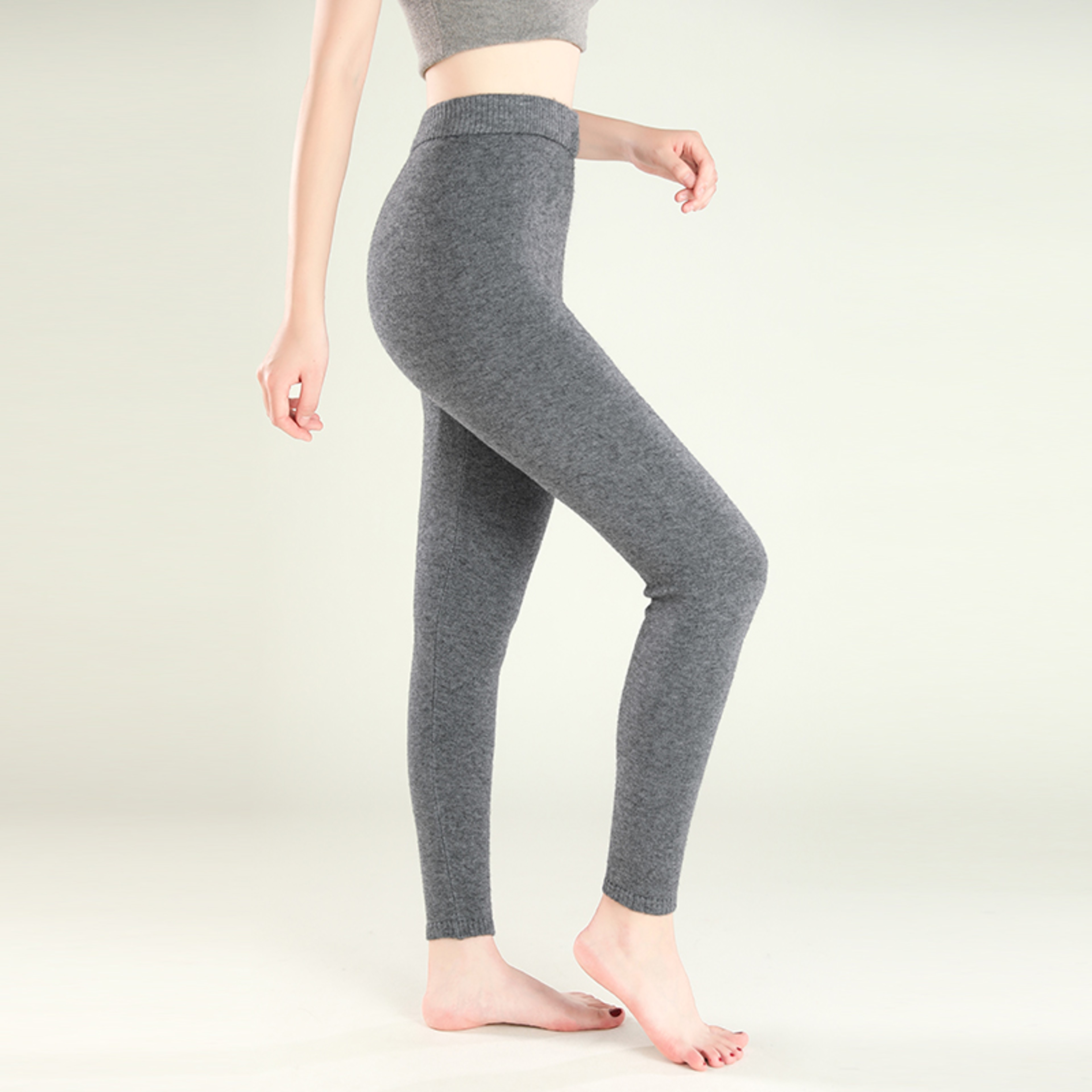 Womens Wool Leggings Slim Fit Seamless AnkleLength Winter Pants 0