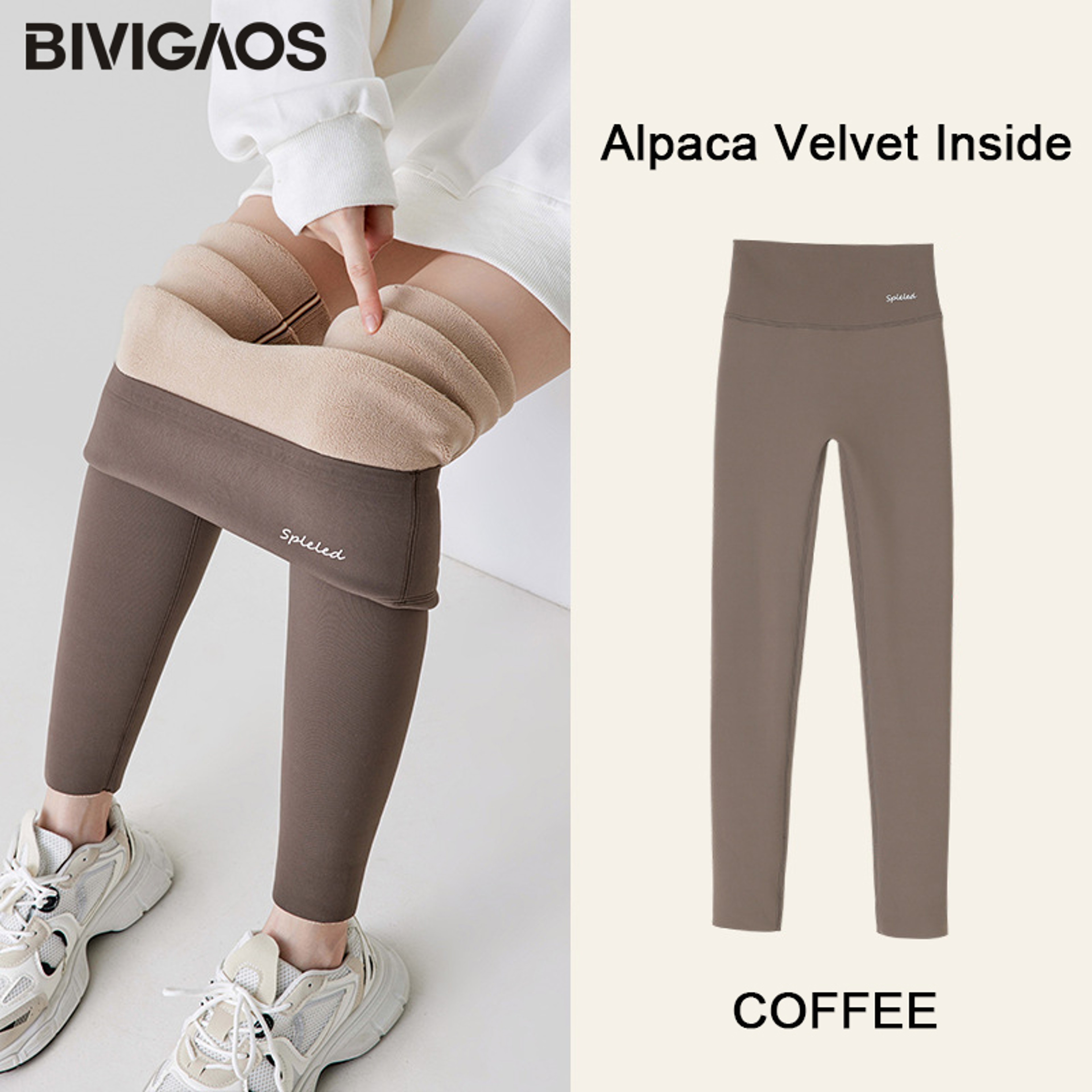 Womens HighWaisted FleeceLined Leggings With Seamless Stretch Fit 6