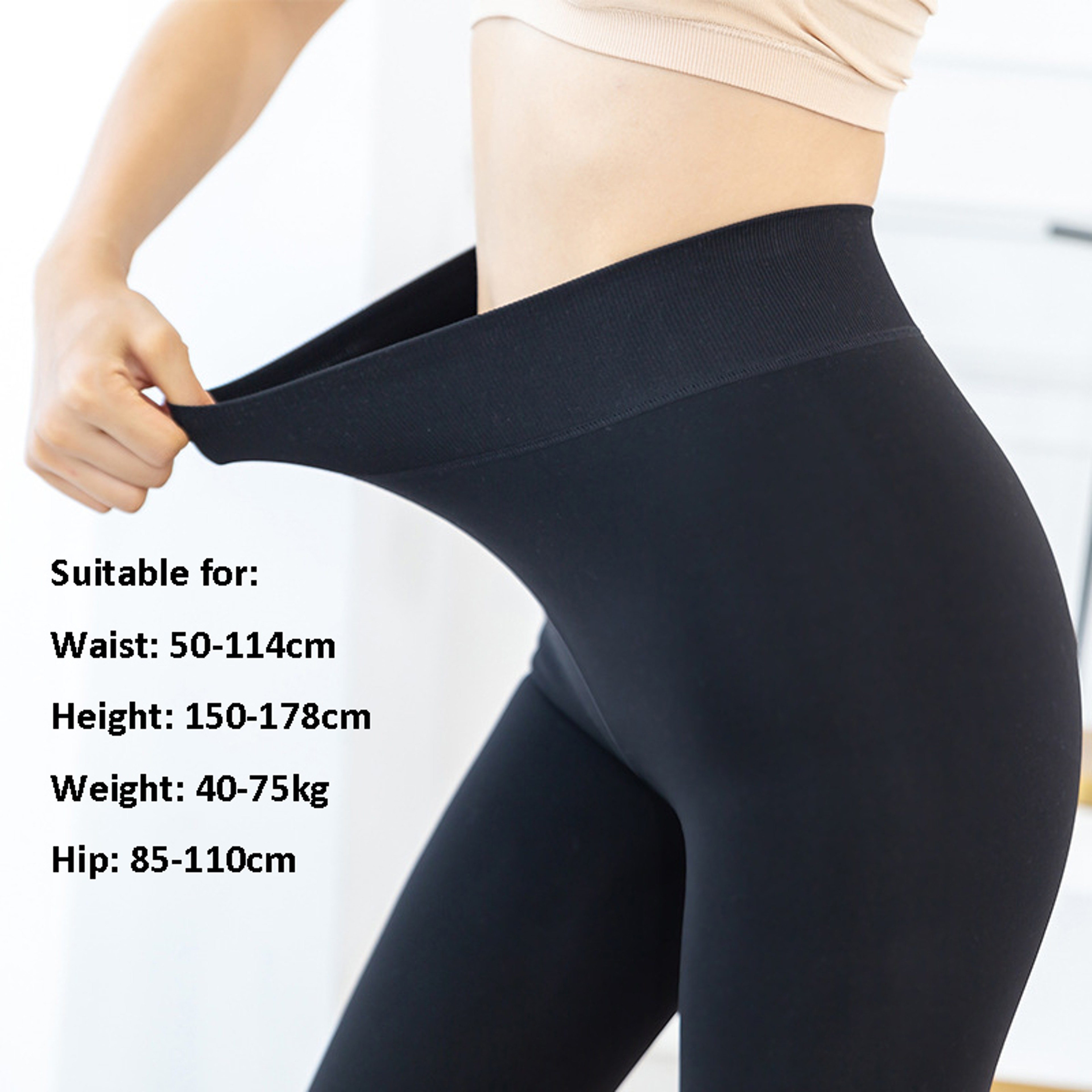 Womens High Waisted Fleece Lined Leggings With Seamless Stretch Fit 3