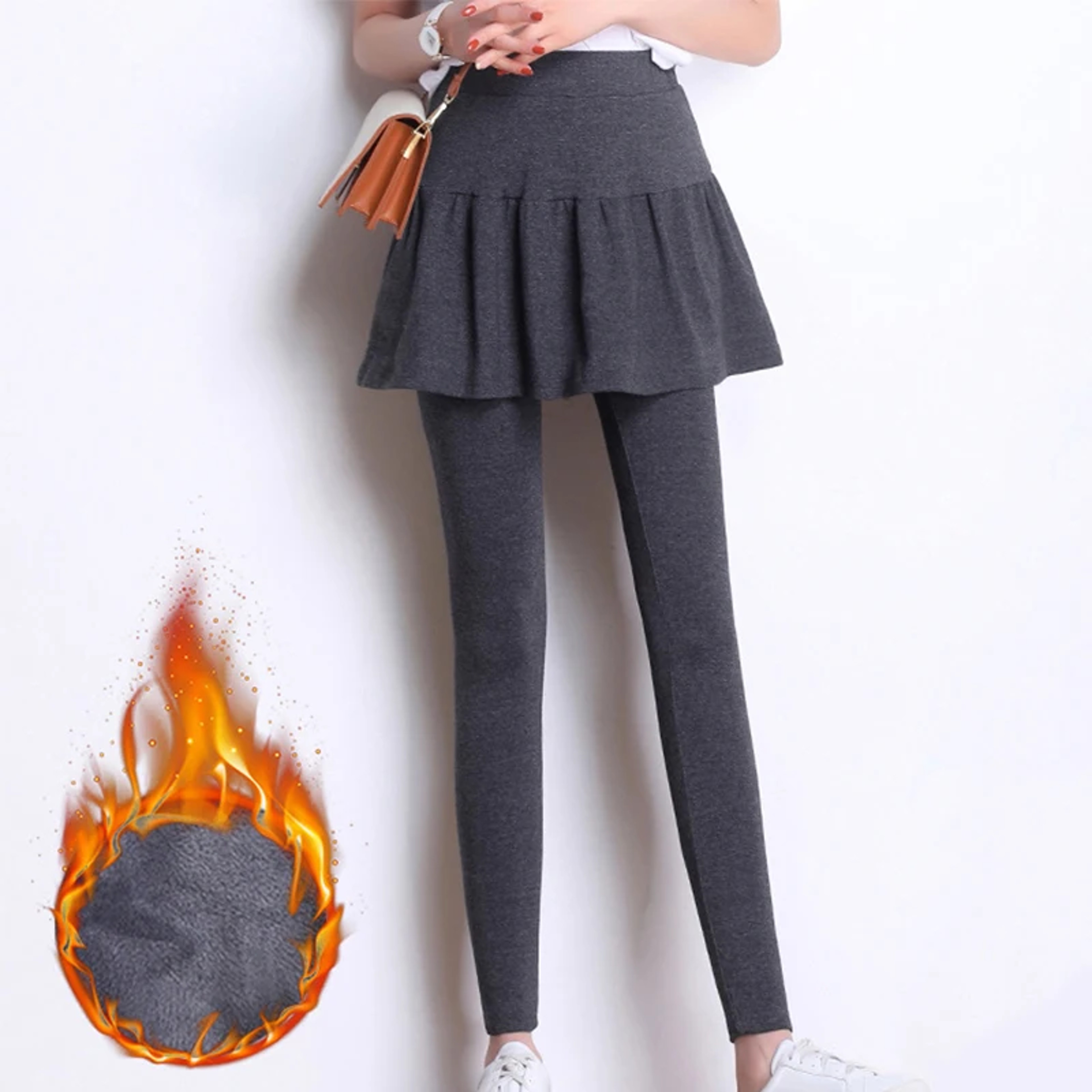 Womens Plush Thermal Leggings Mid Waist Ankle Length Winter Pants 9