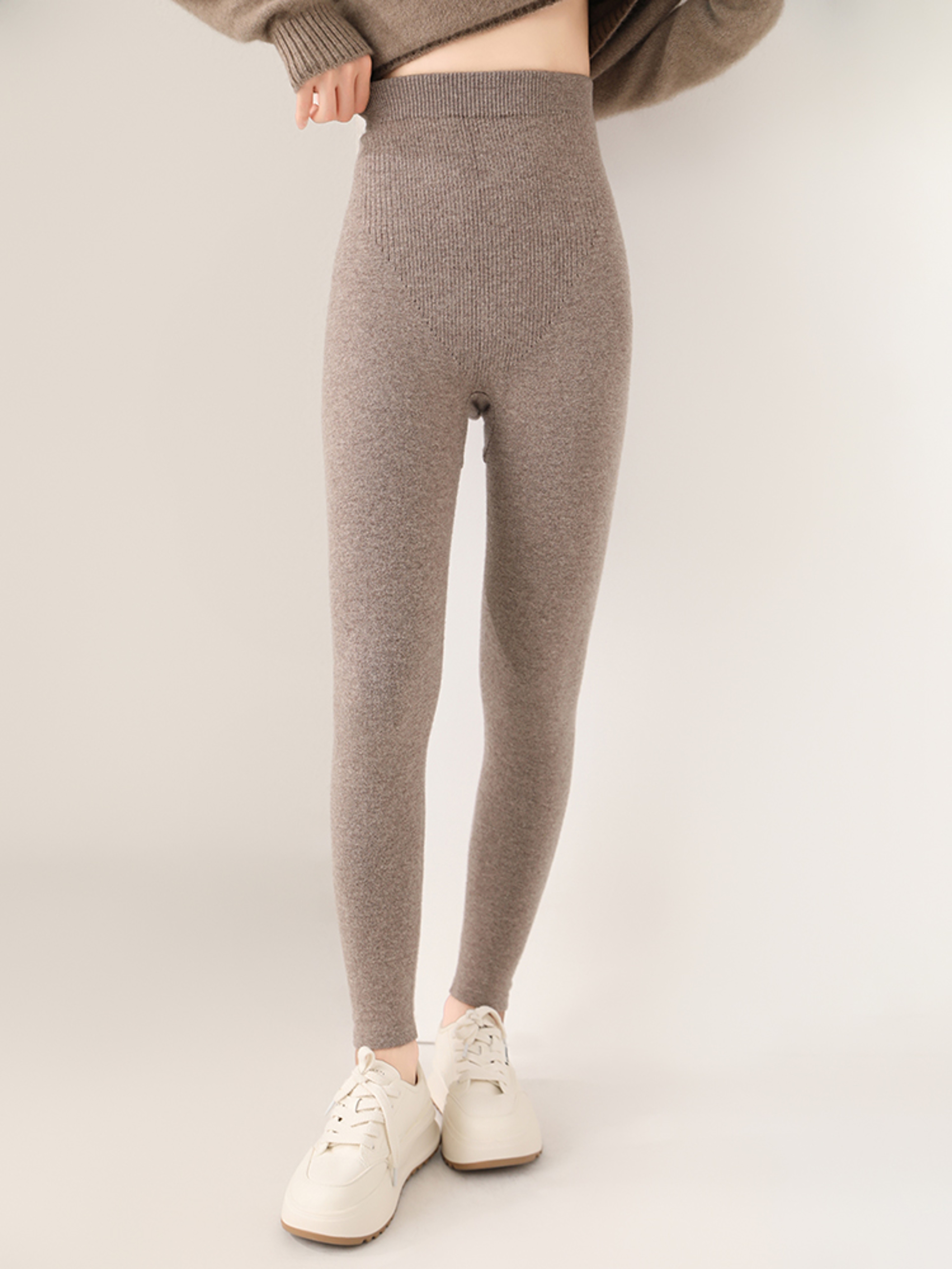 Womens 100 Merino Wool HighWaisted Knit Leggings For Fall And Winter 1