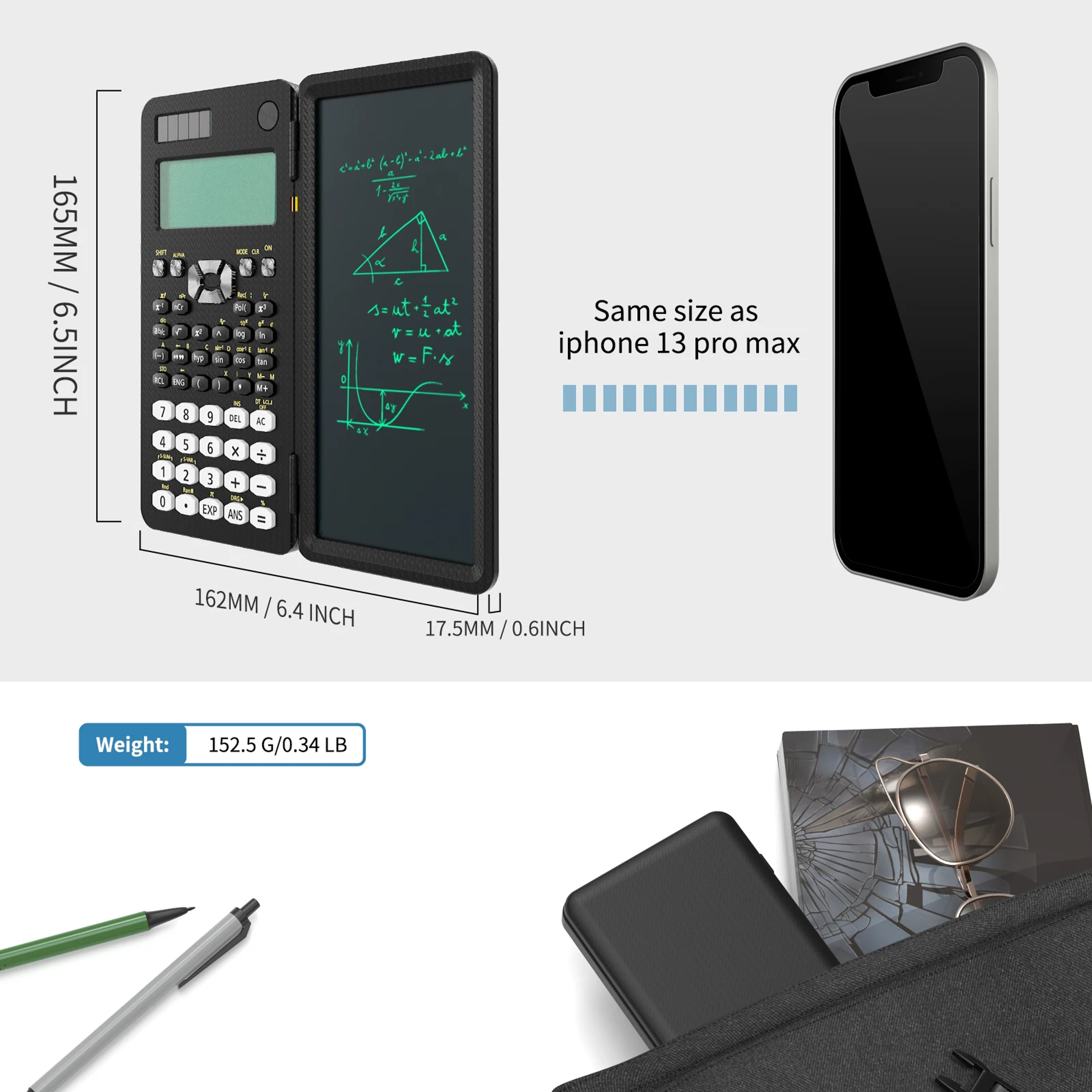 Scientific Calculator With LCD Writing Tablet And Dual Power Supply 5