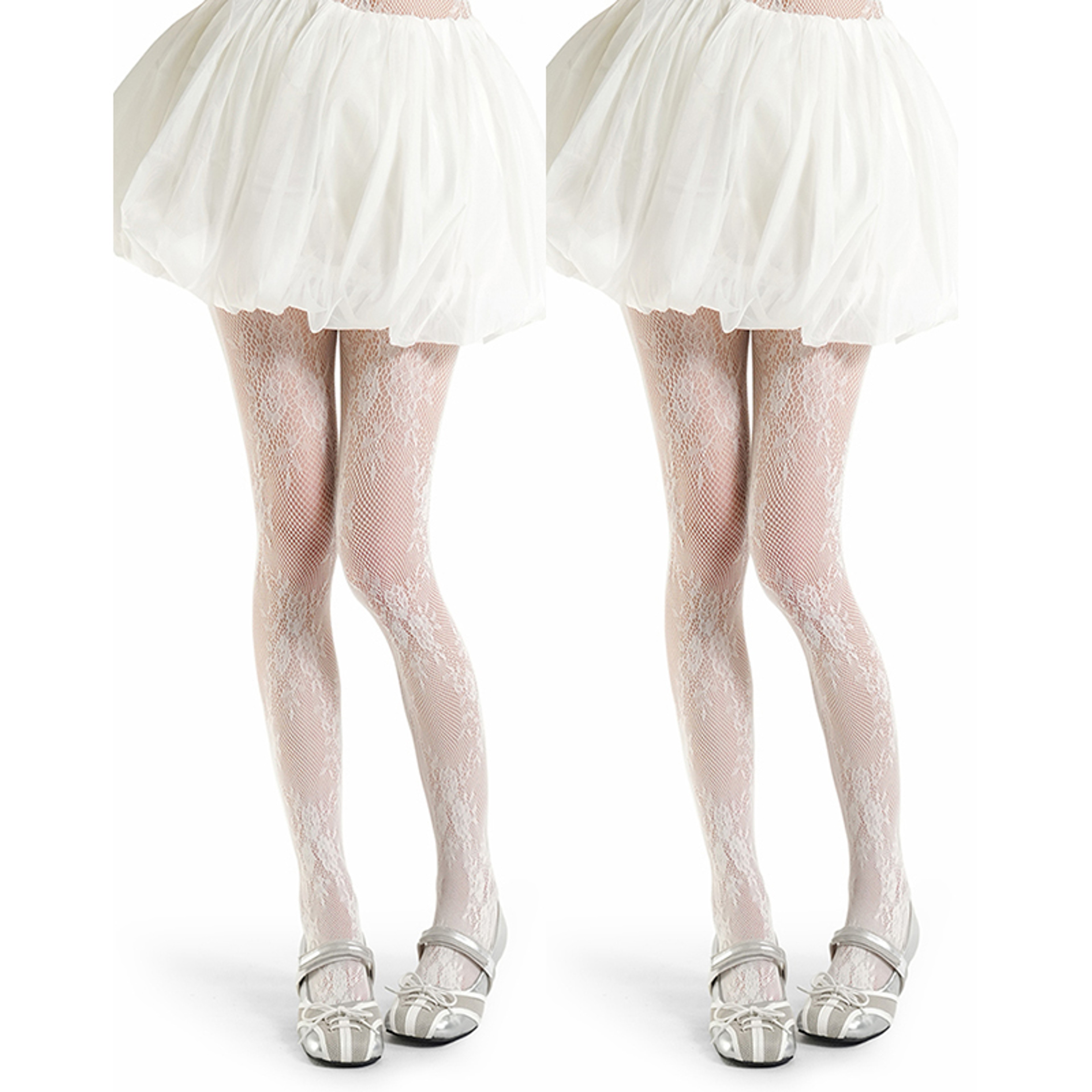 Womens Lolita Floral Lace Thigh High Stockings With Stretchy Mesh Design 12