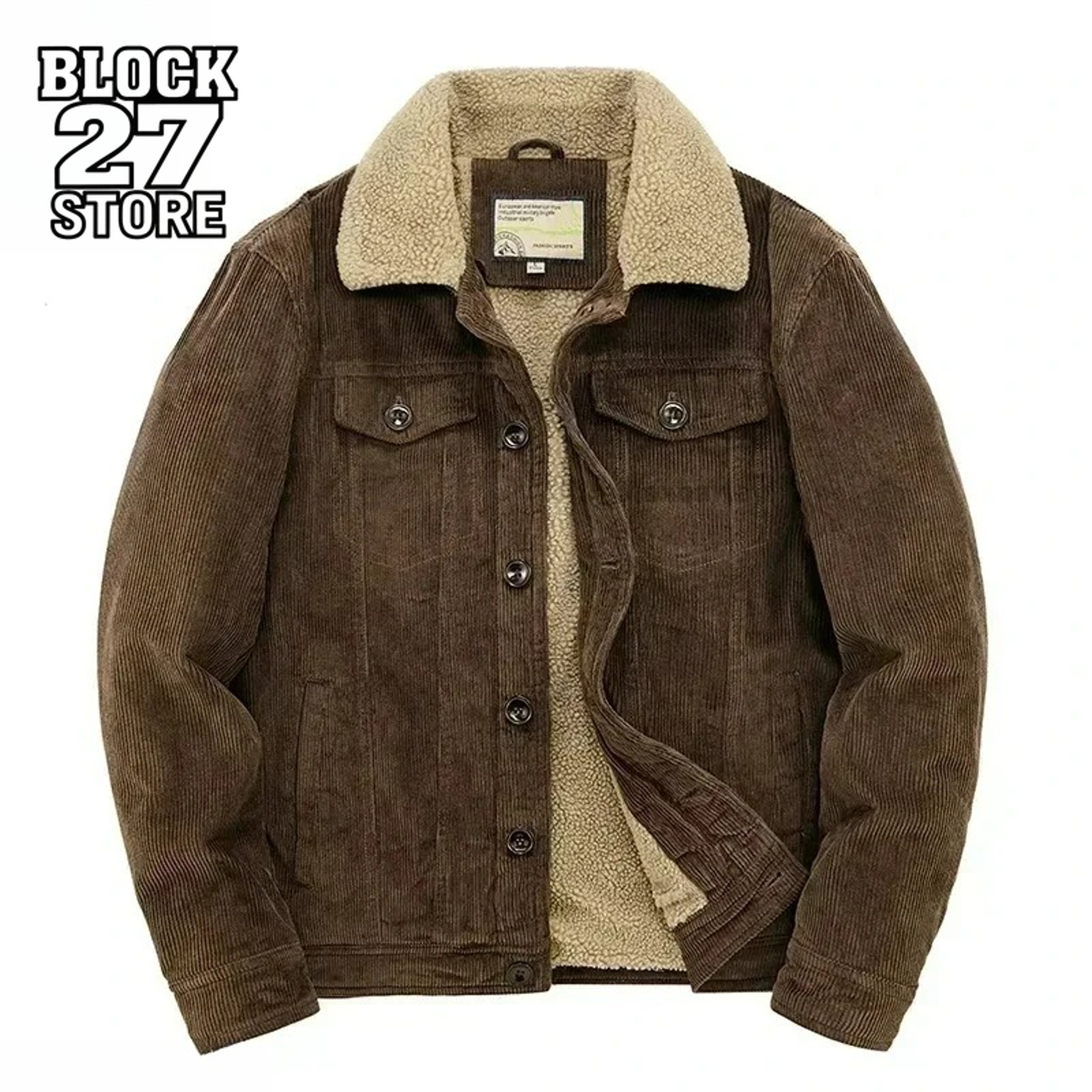 Mens Cotton Blend Winter Jacket With Stand Collar And Retro Loose Fit 1