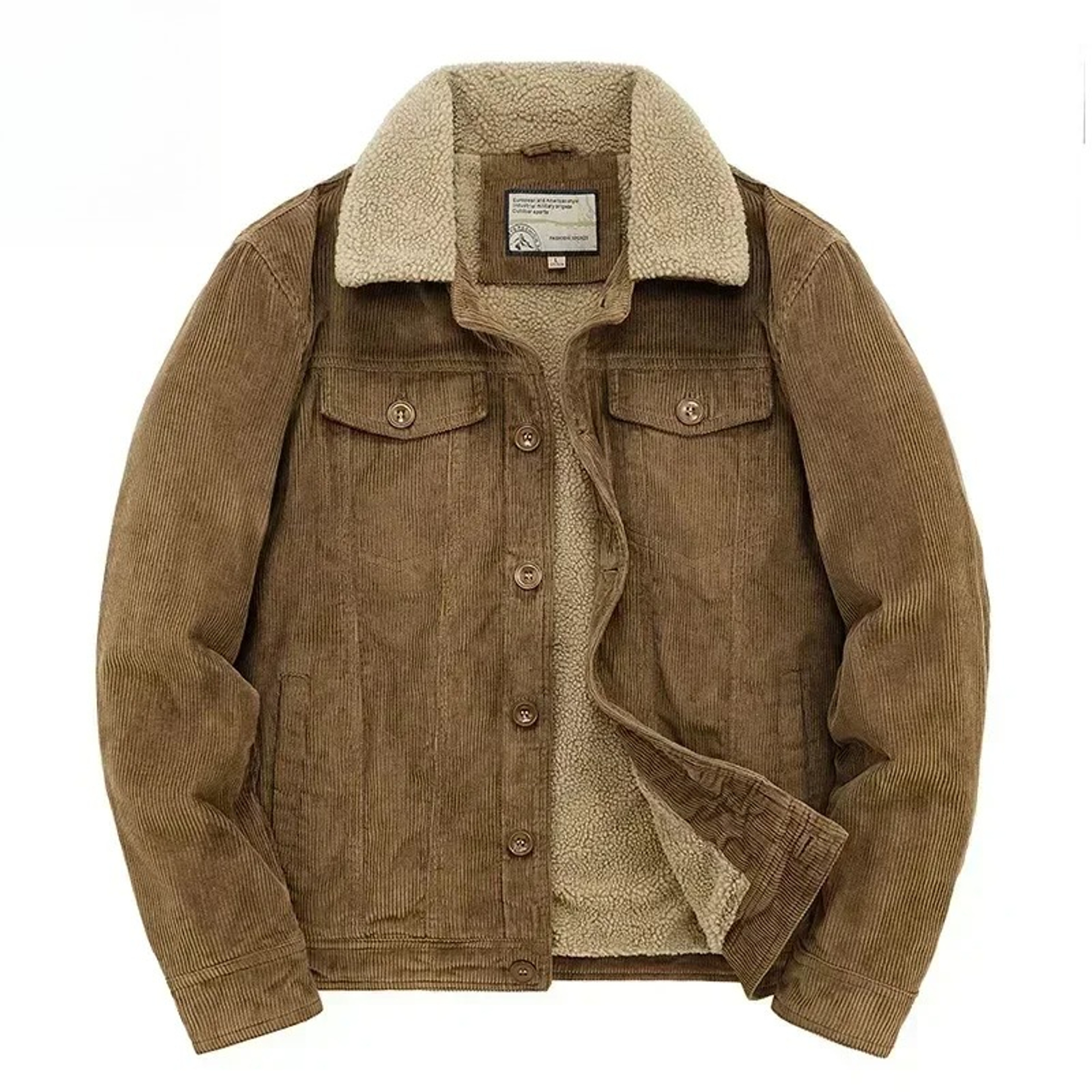 Mens Cotton Blend Winter Jacket With Stand Collar And Retro Loose Fit 4