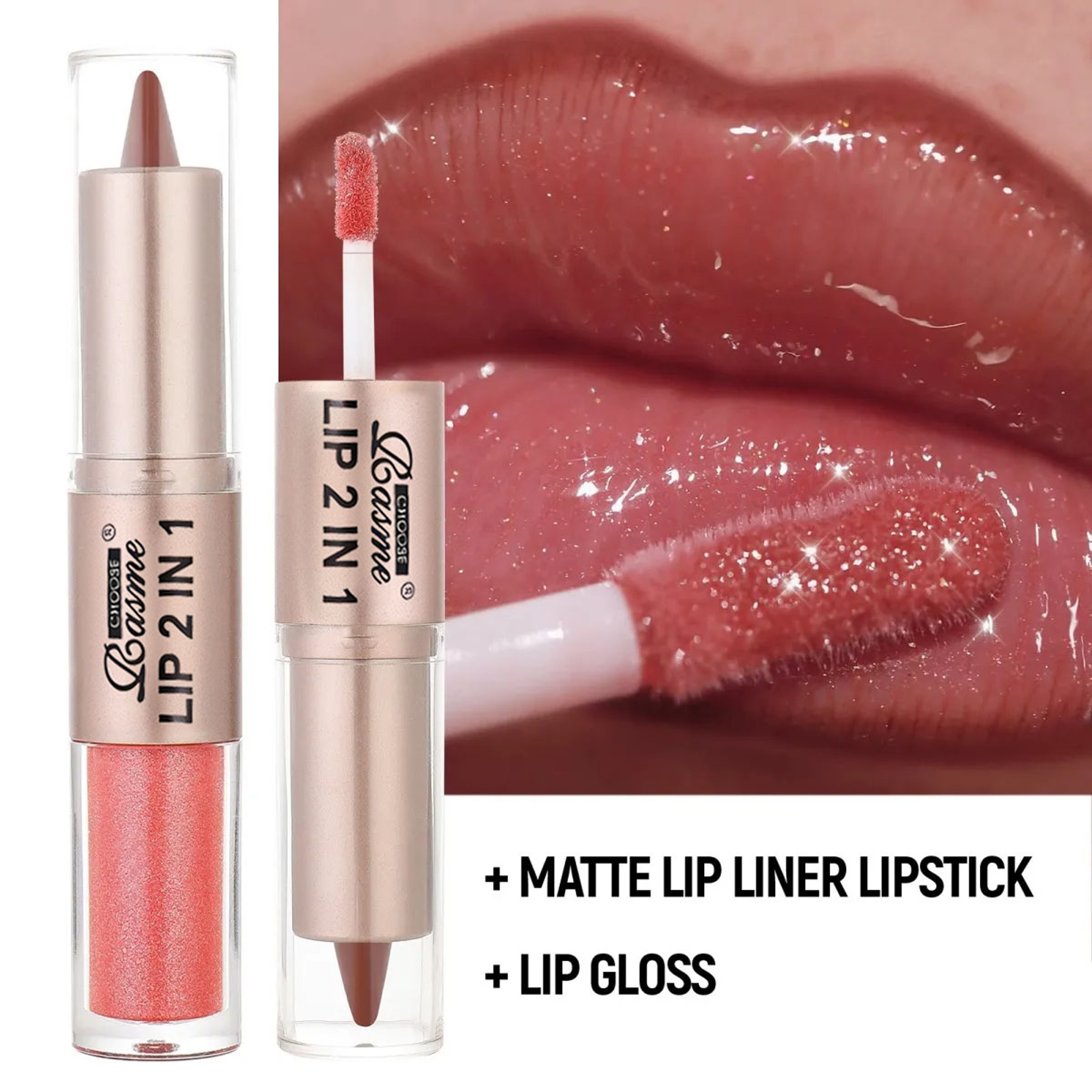2in1 Lip Liner And Gloss Waterproof Matte Lip Contour With Mirror Shine 5