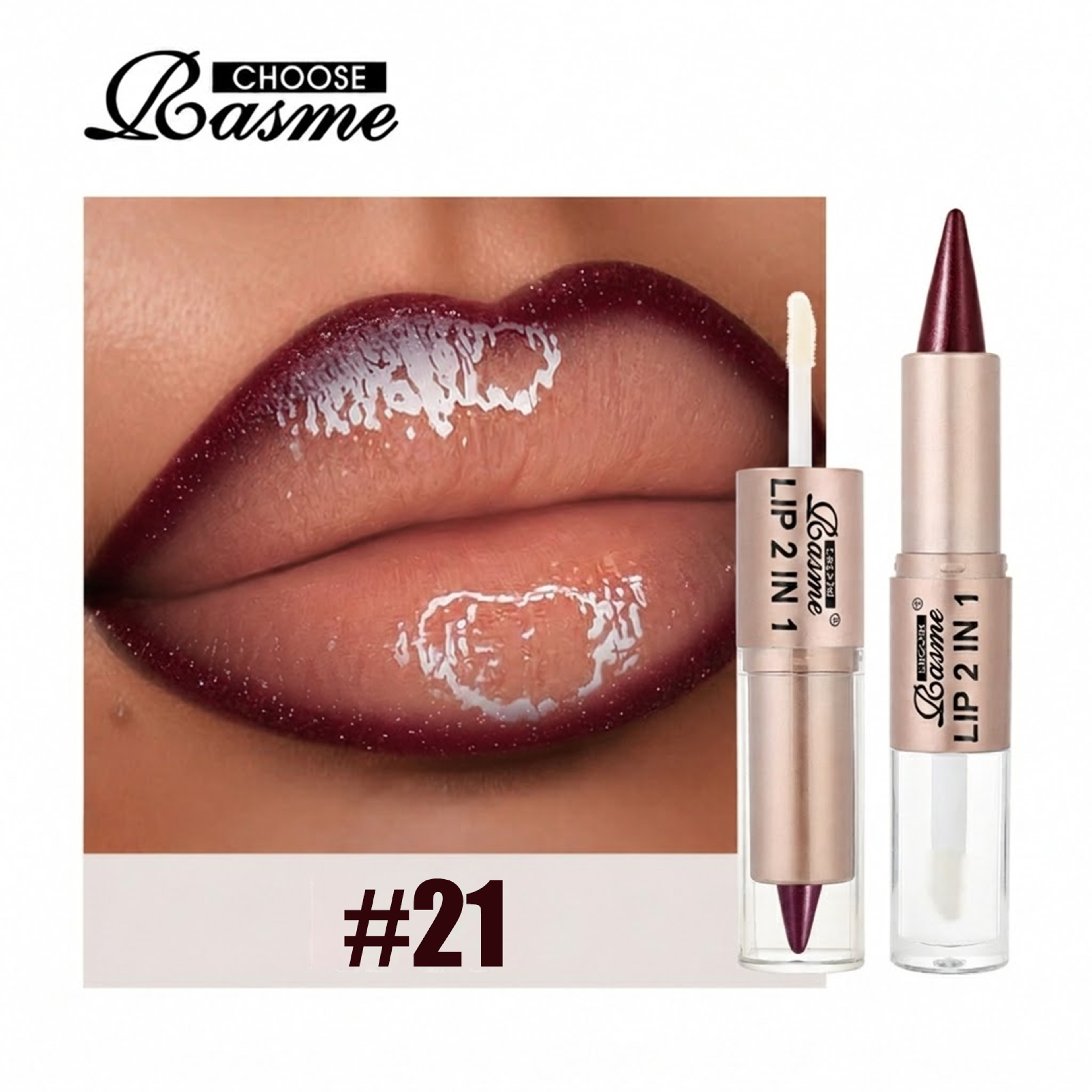 2in1 Lip Liner And Gloss Waterproof Matte Lip Contour With Mirror Shine 15
