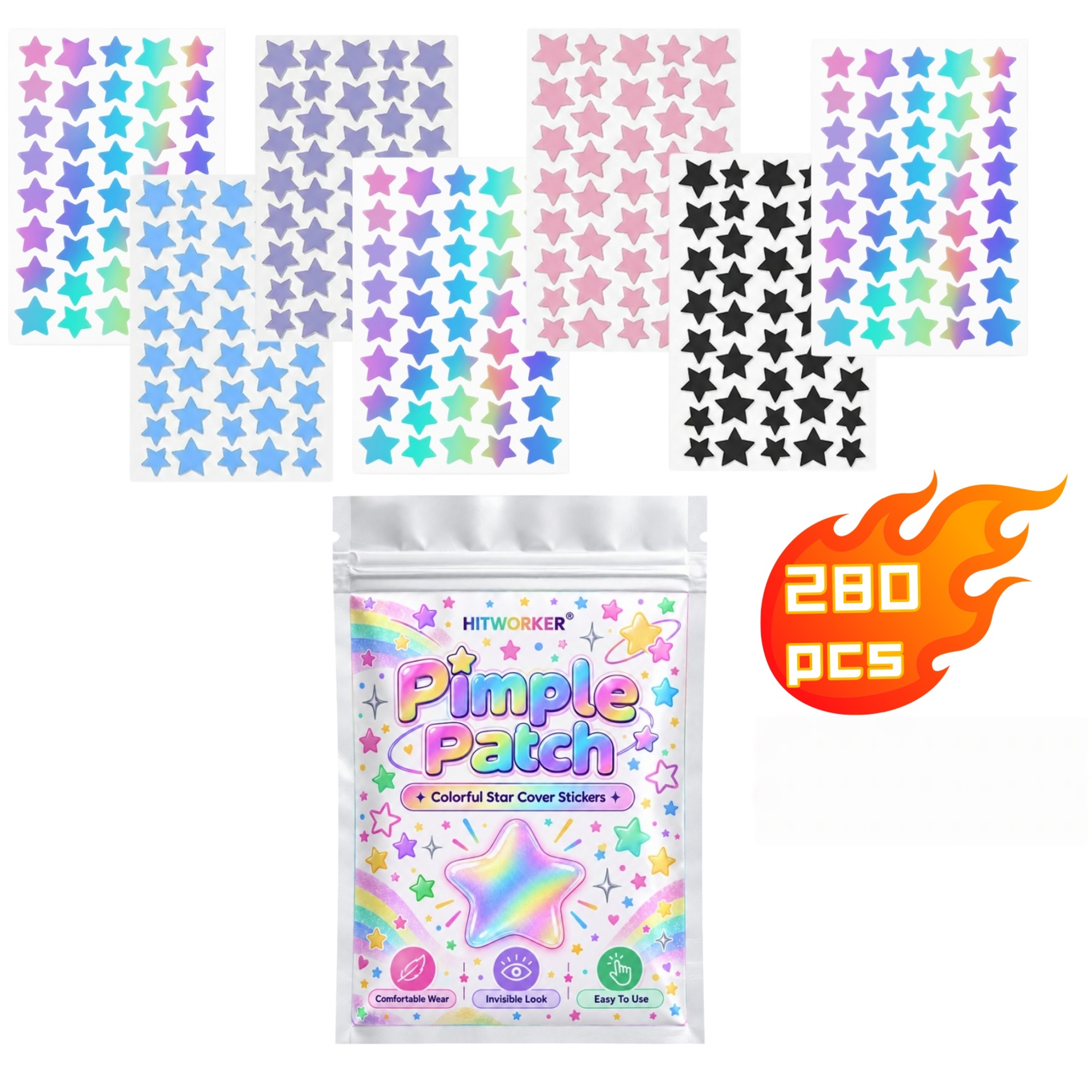 240 Count StarShaped Hydrocolloid Pimple Patches For Acne Care 14
