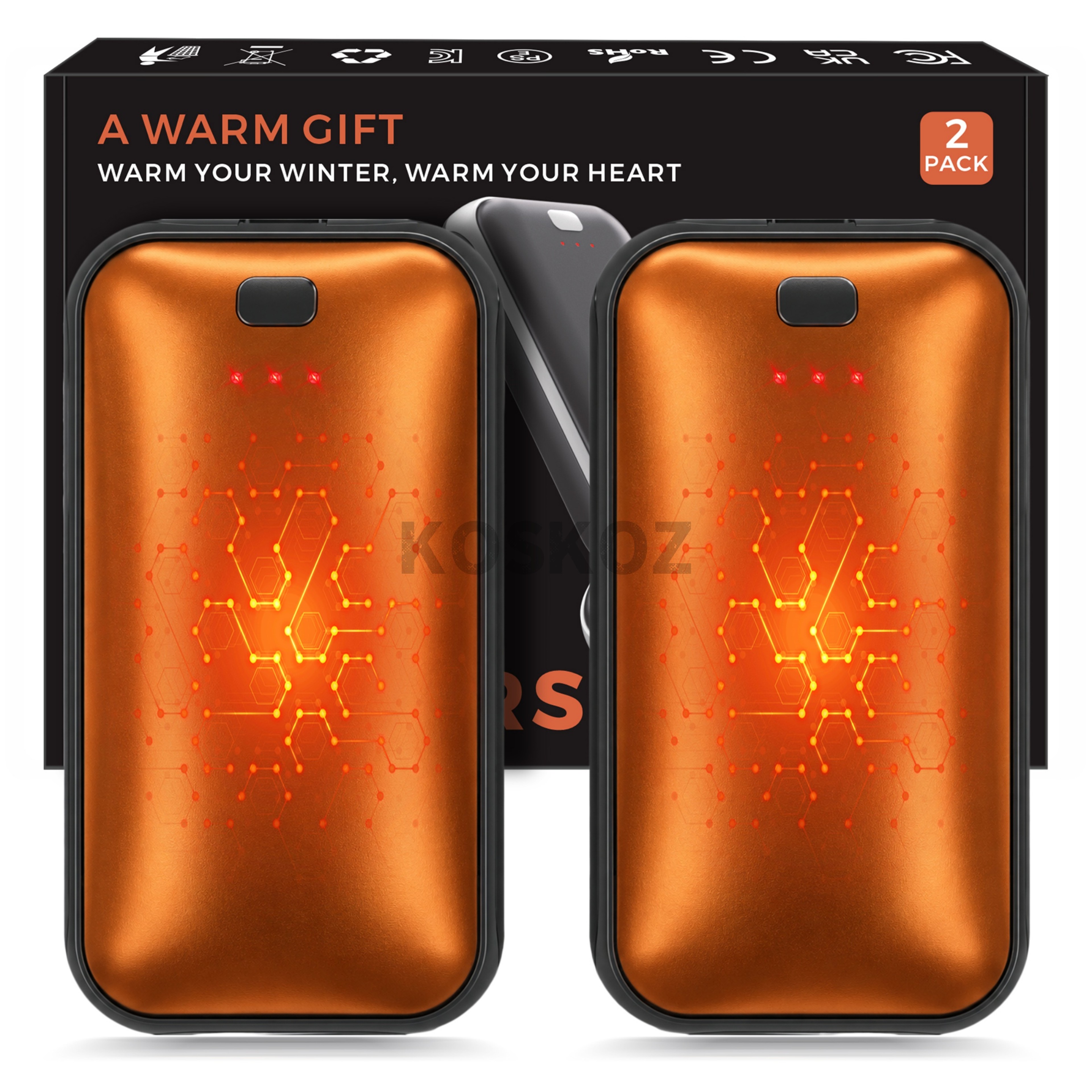 Rechargeable Electric Hand Warmers 2Pack With USBC Charging And 3 Heat Settings 7