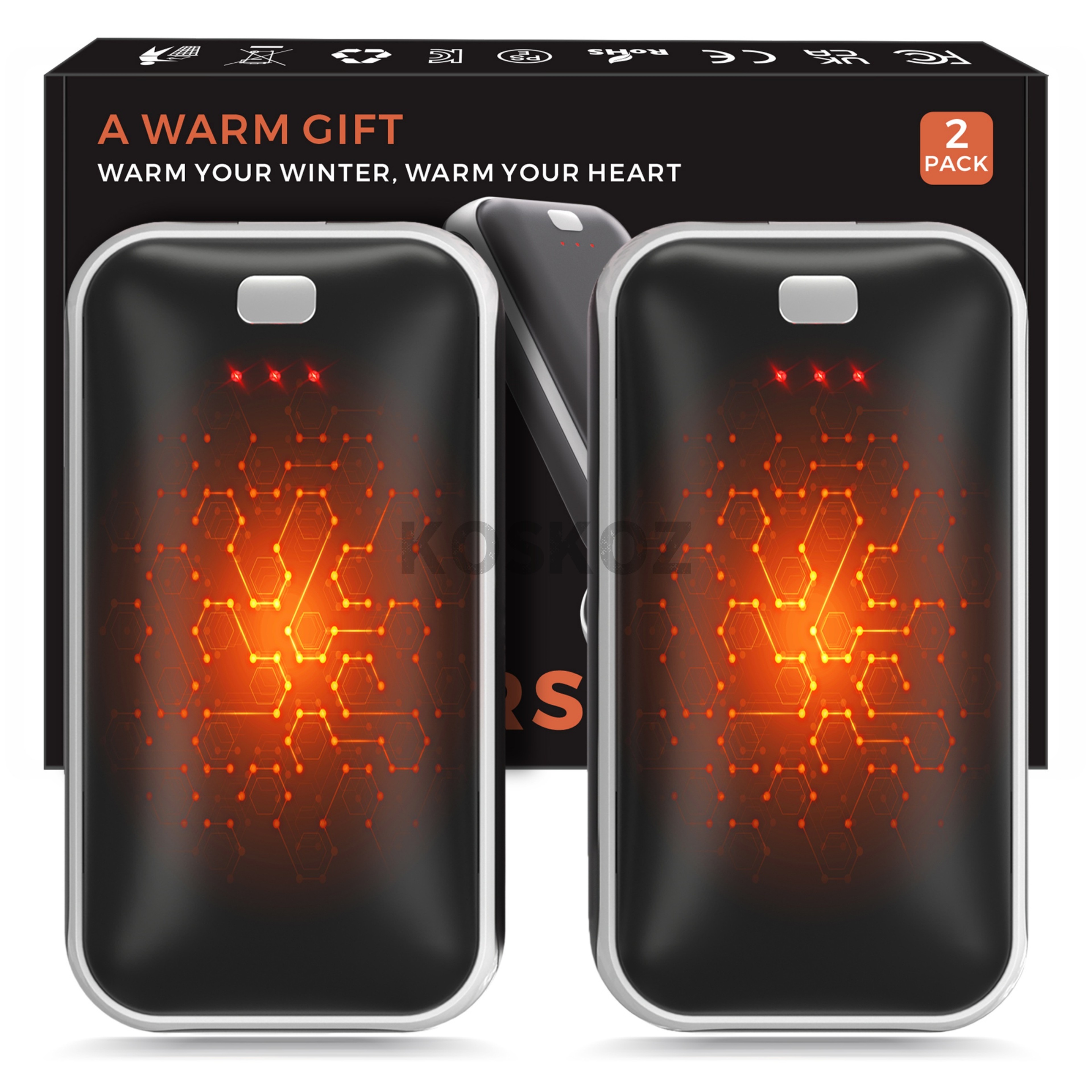 Rechargeable Electric Hand Warmers 2Pack With USBC Charging And 3 Heat Settings 0