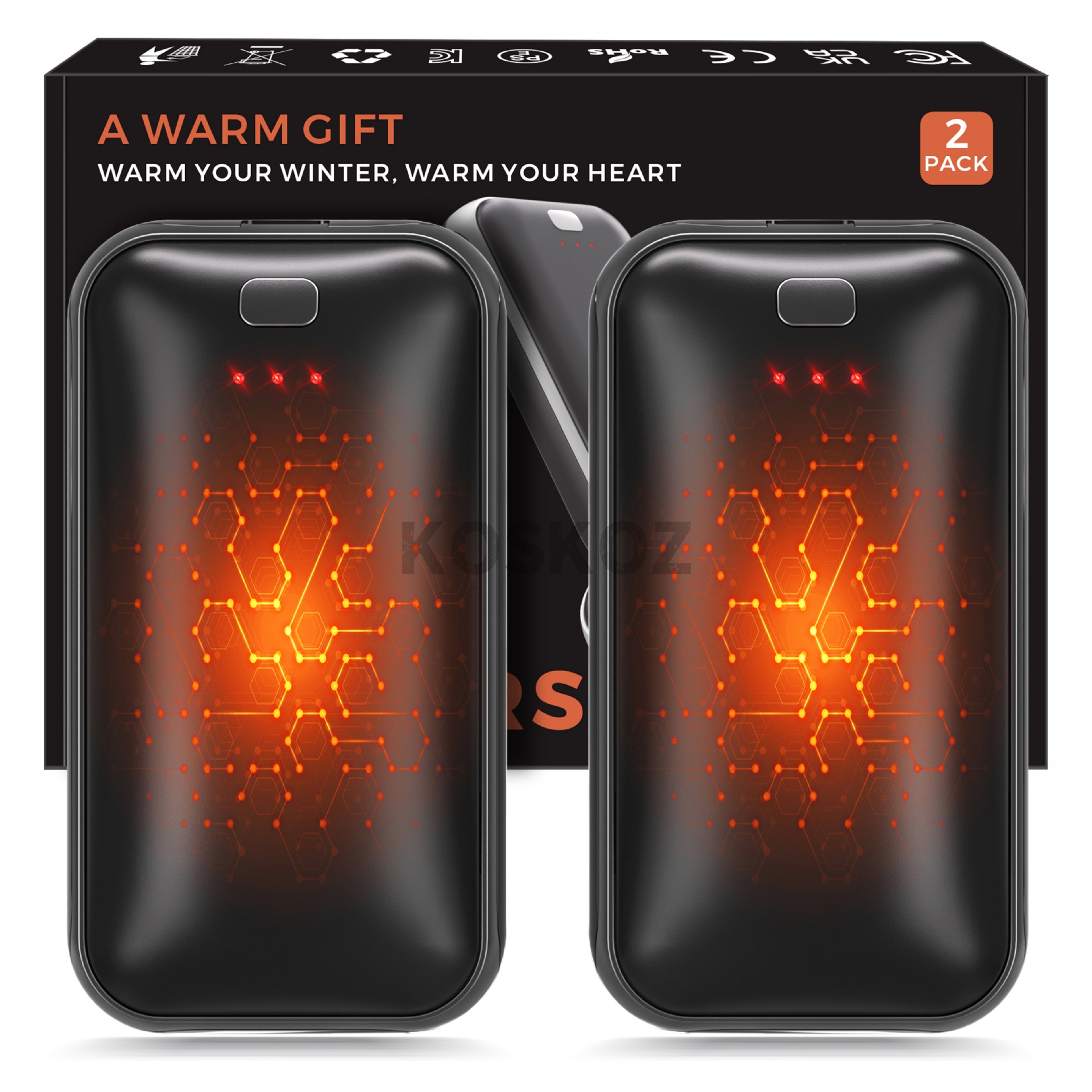 Rechargeable Electric Hand Warmers 2Pack With USBC Charging And 3 Heat Settings 8