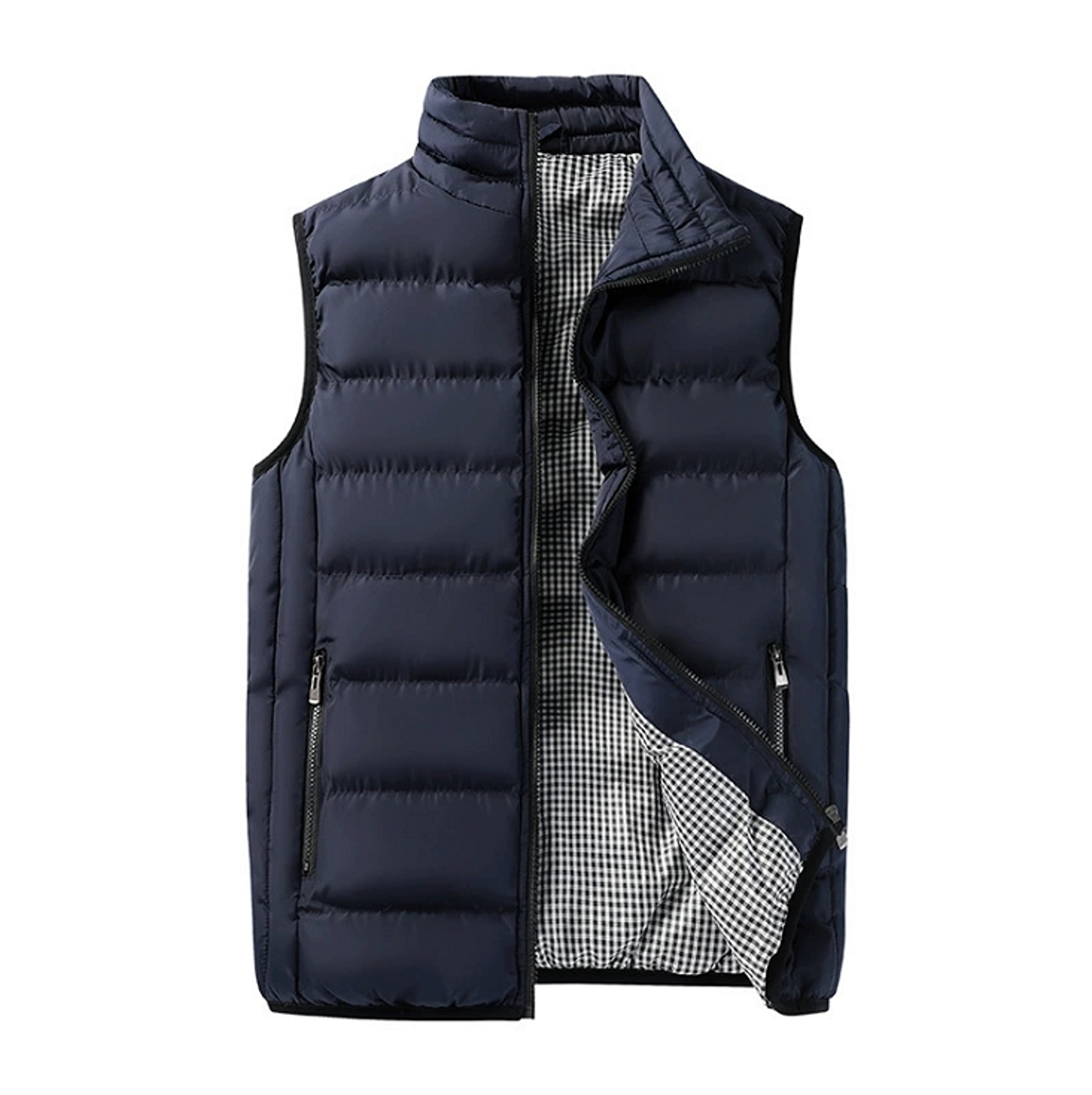Mens Windproof Padded Vest With Zipper Closure And Casual Sleeveless Design 7