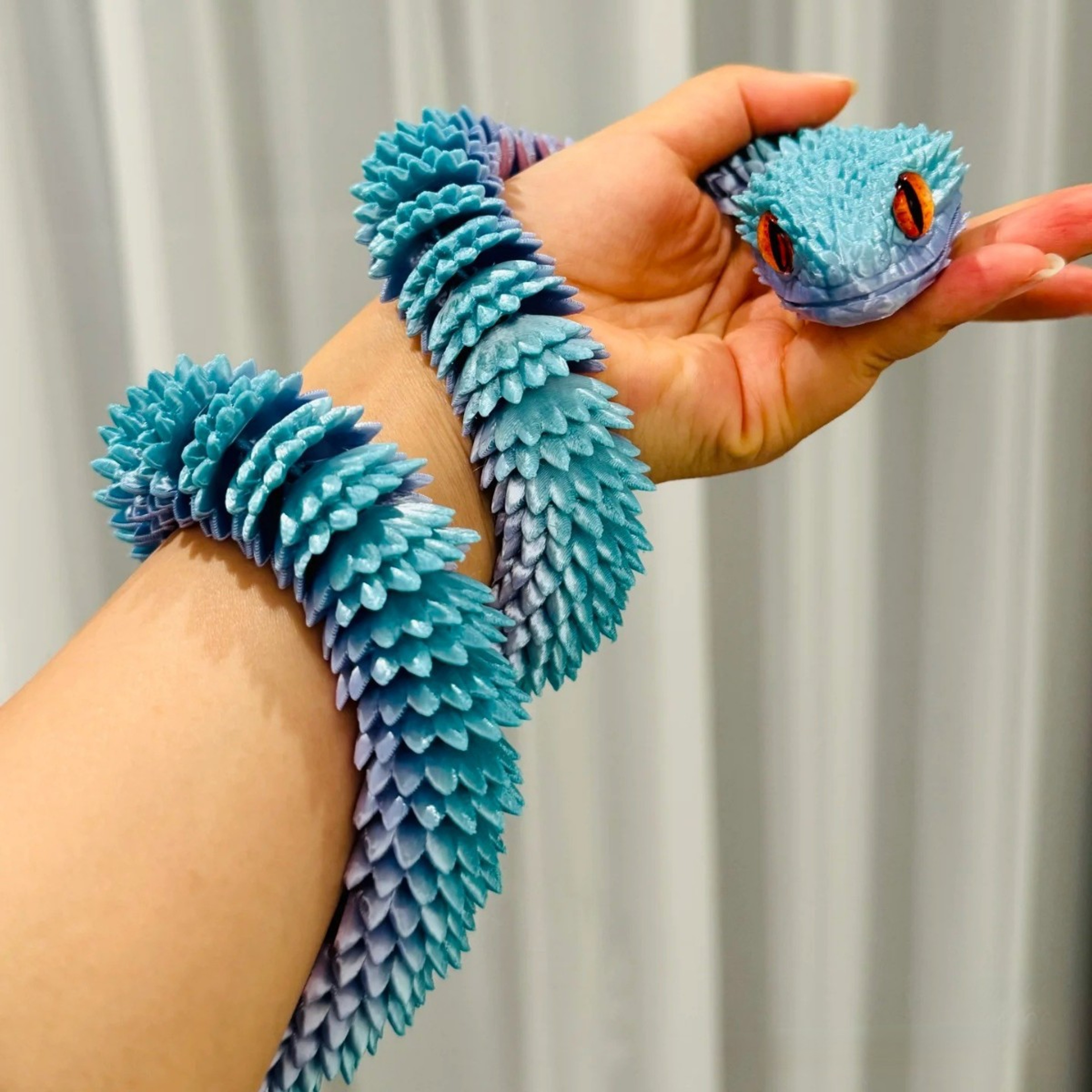3D Printed Snake Fidget Toy With Movable Joints And Realistic Design 1