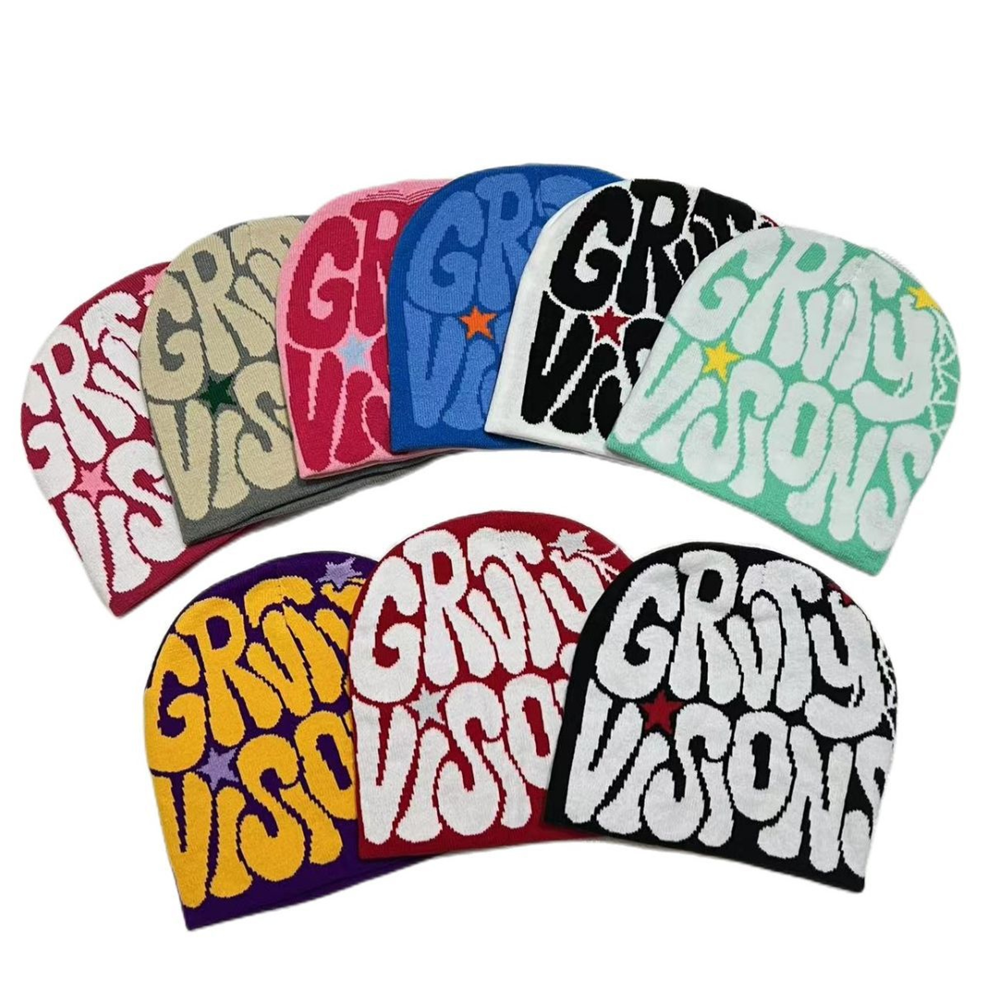 Unisex Y2K Knit Beanie Hat With Graphic Print For Winter 1