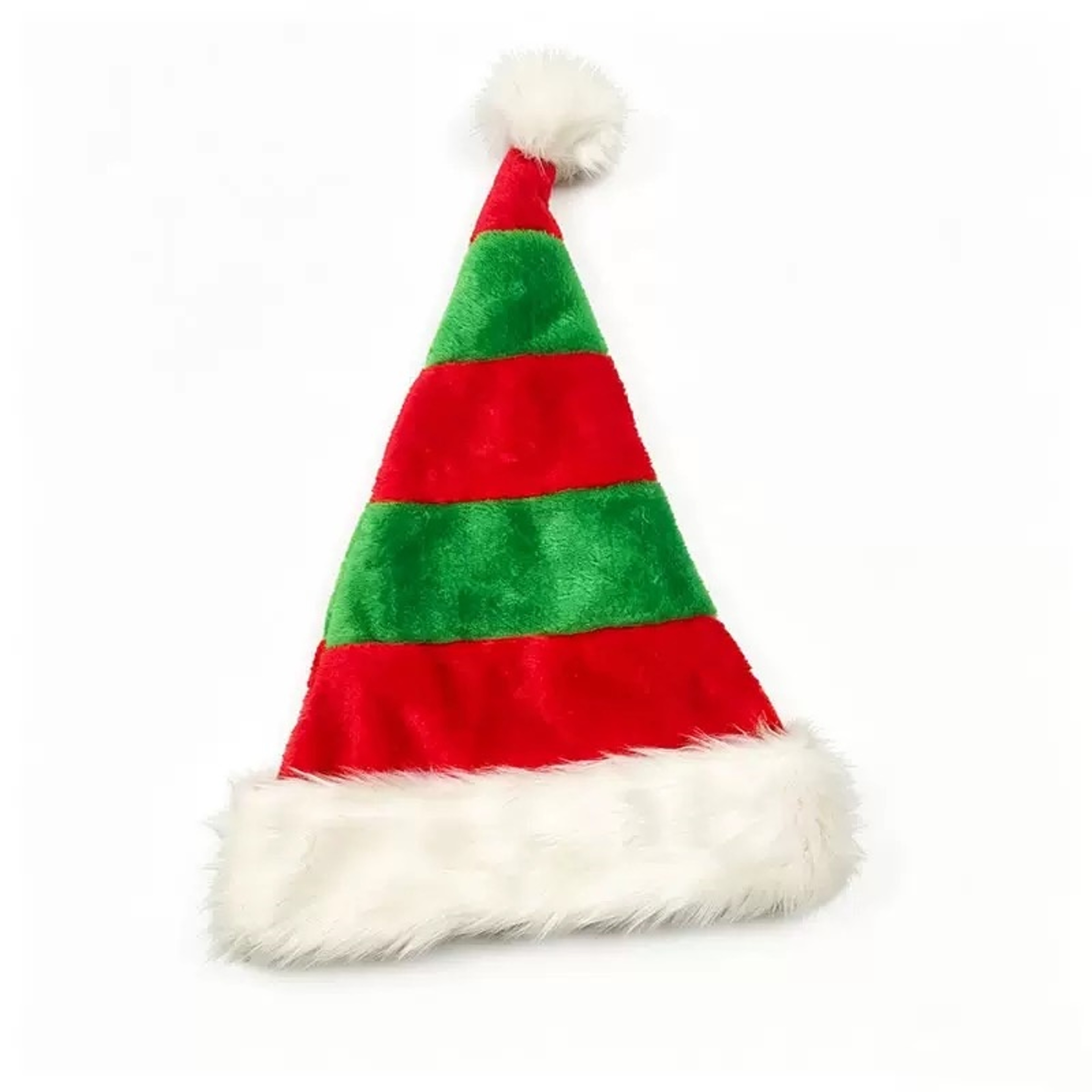 Striped Christmas Santa Hat For Adults Soft Plush Holiday Party Costume Cap 8