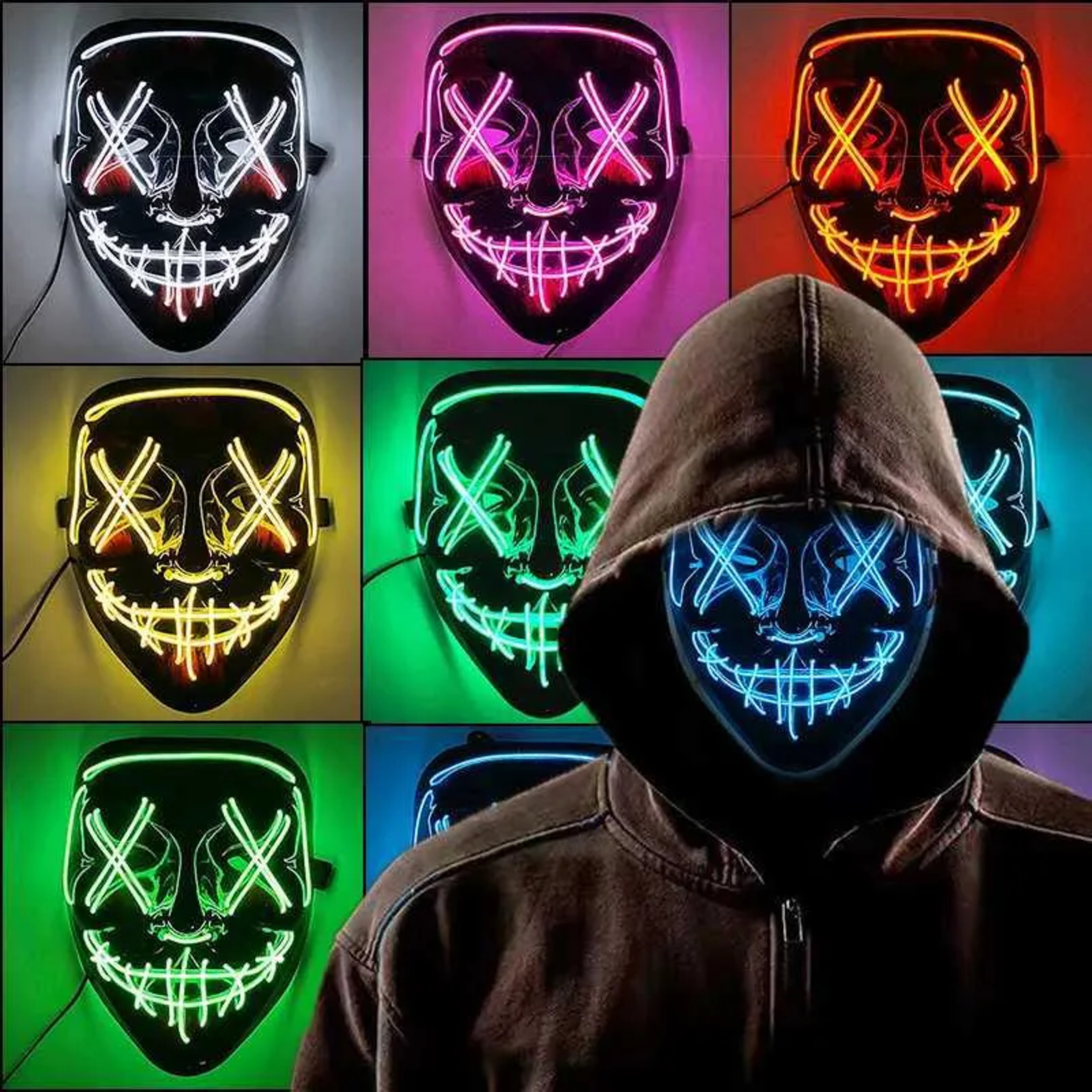 Halloween LED Light Up Horror Mask For Adult Cosplay And Costume Parties 1