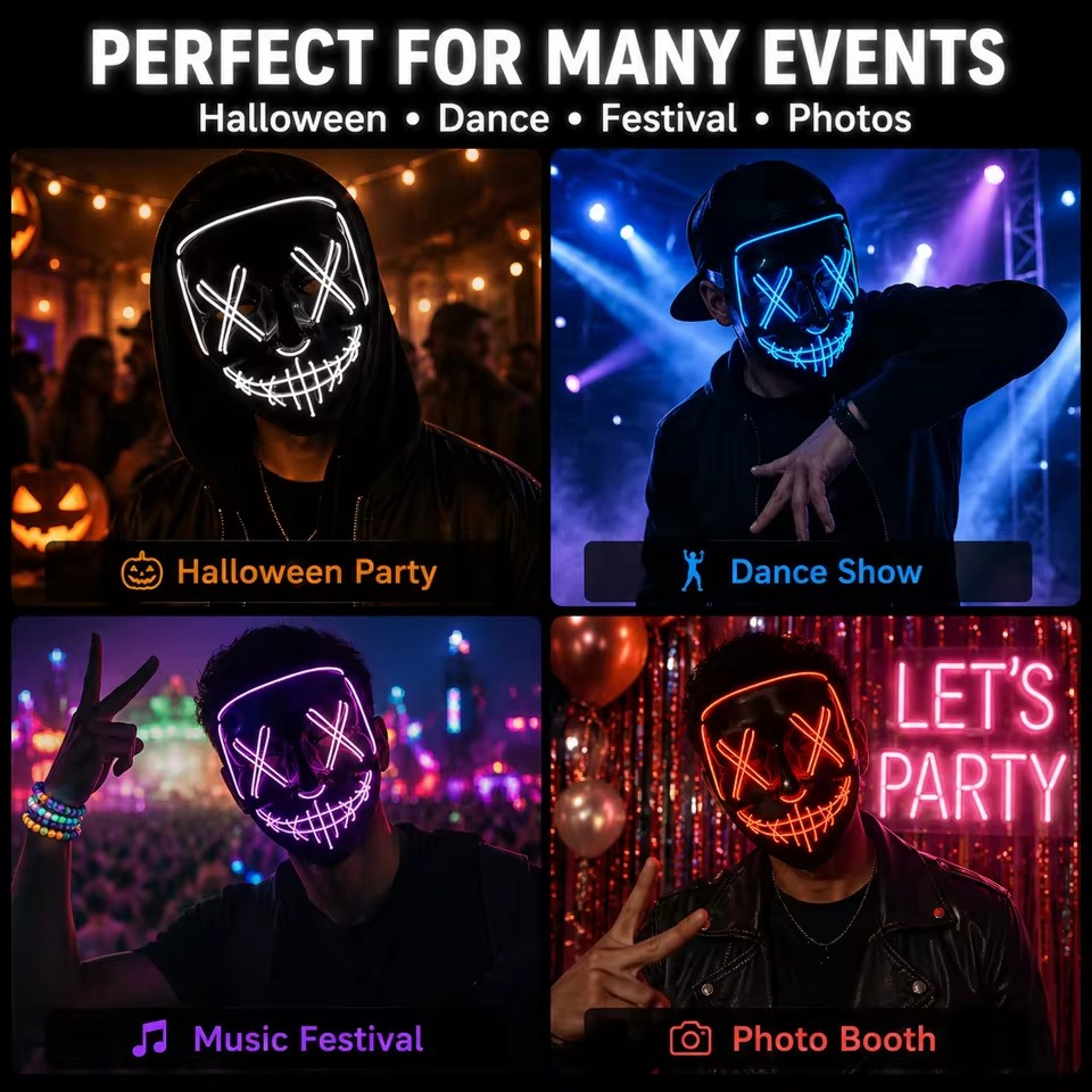 Halloween LED Light Up Horror Mask For Adult Cosplay And Costume Parties 6