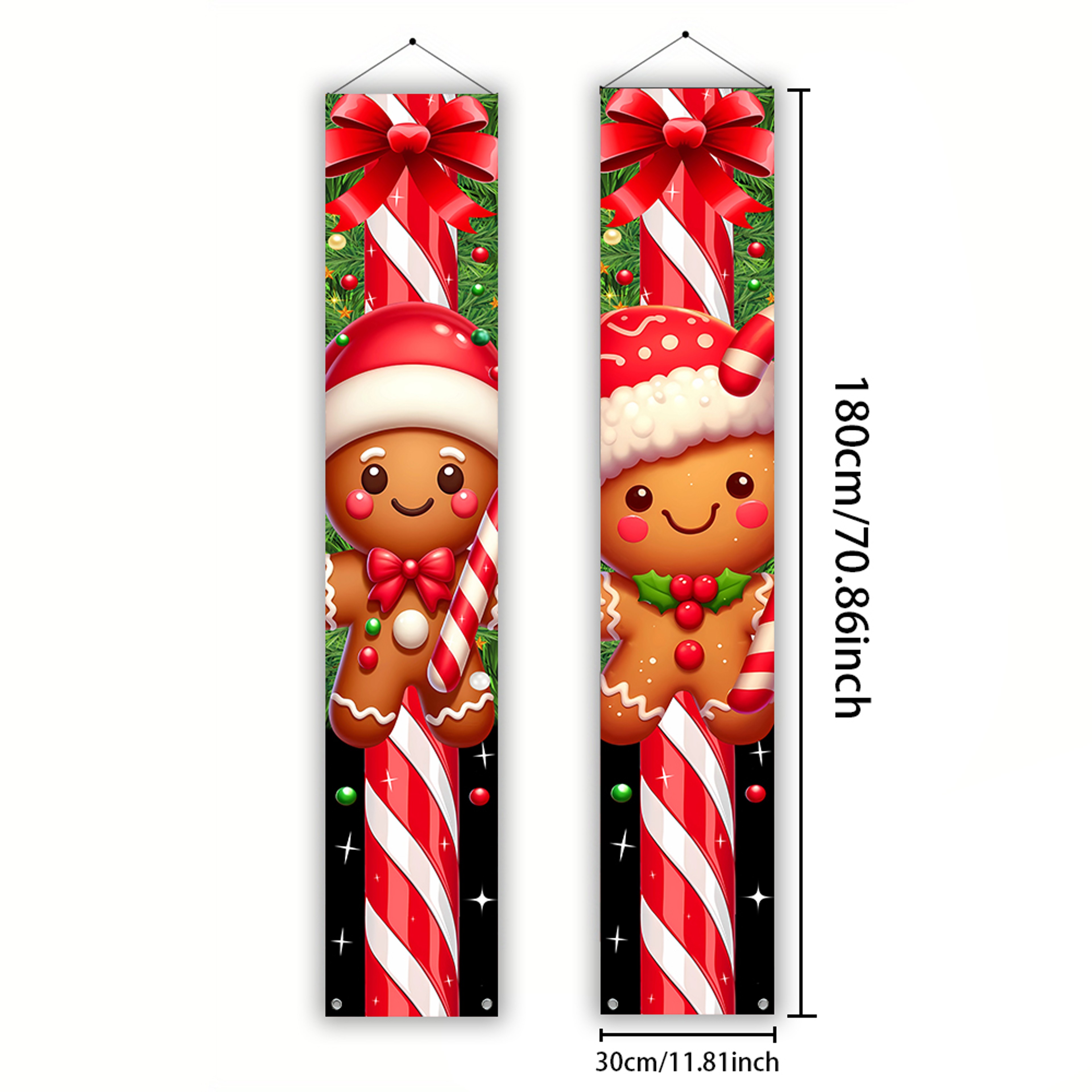 Christmas Gingerbread Man Porch Banner Set – Candy Cane Holiday Door Decorations – view 7
