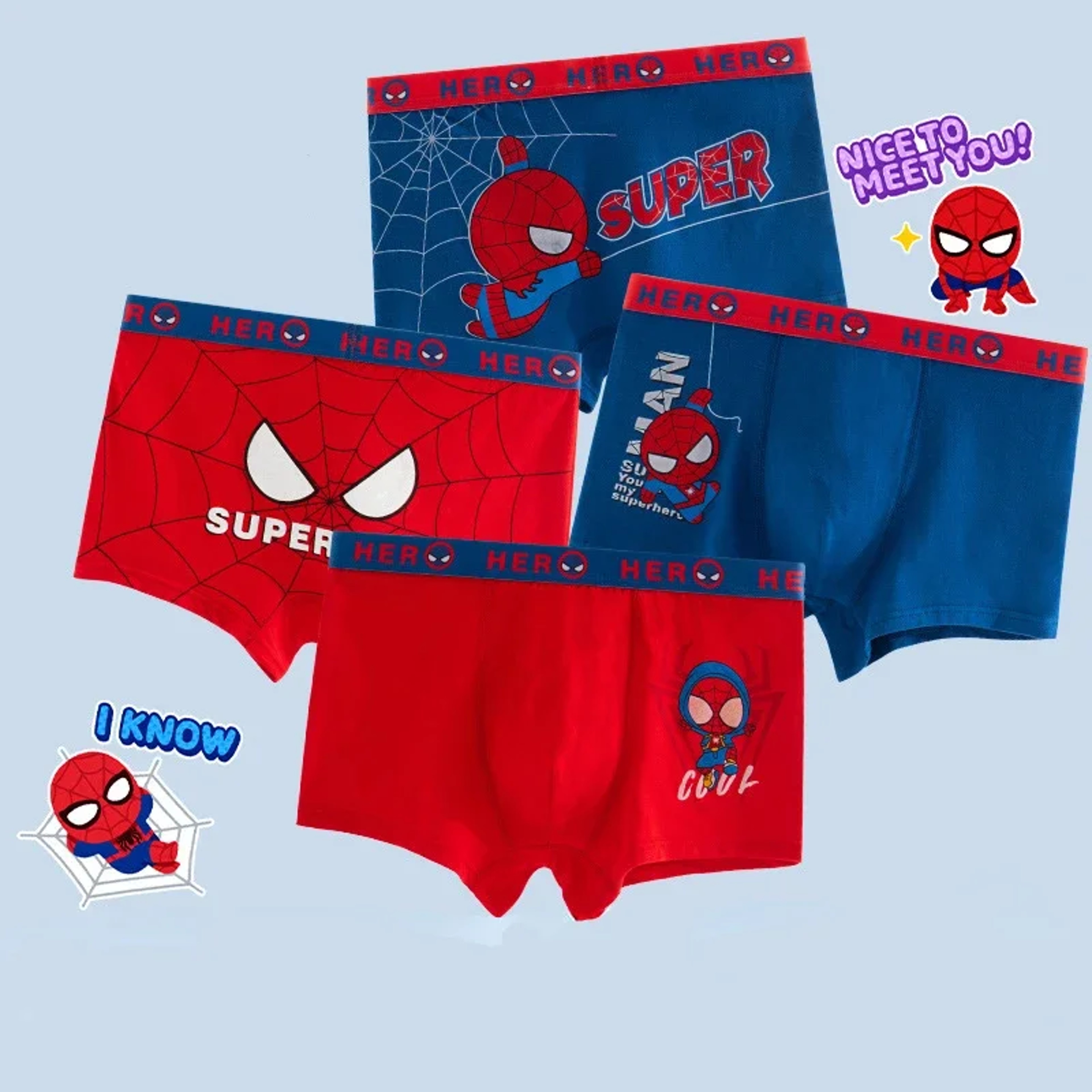 4Piece Cartoon Superhero Cotton Underwear Set With Avengers Prints 4