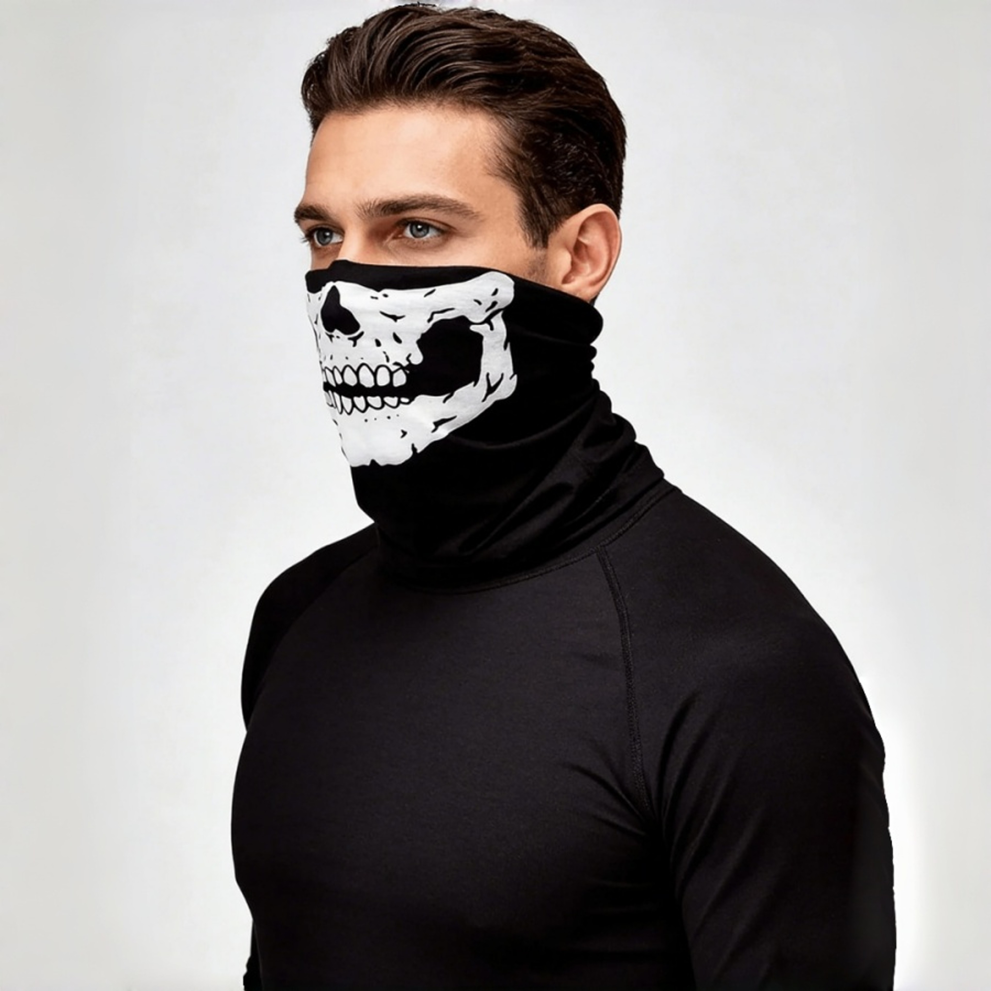 Halloween Skull Mask Costume Set With Movable Jaw And Skeleton Gloves 0