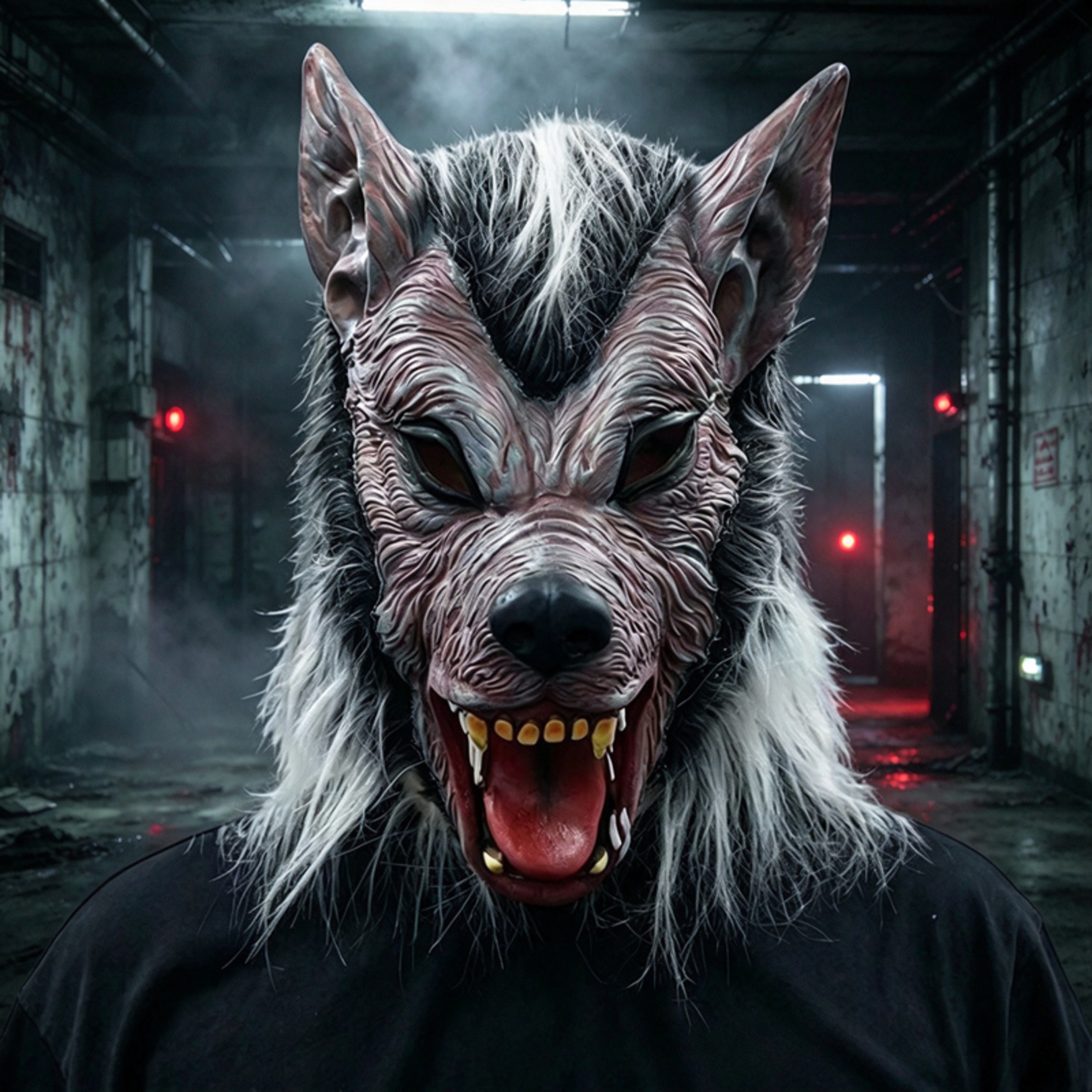 Werewolf Latex Full Face Mask with White Hair for Halloween Cosplay – view 5
