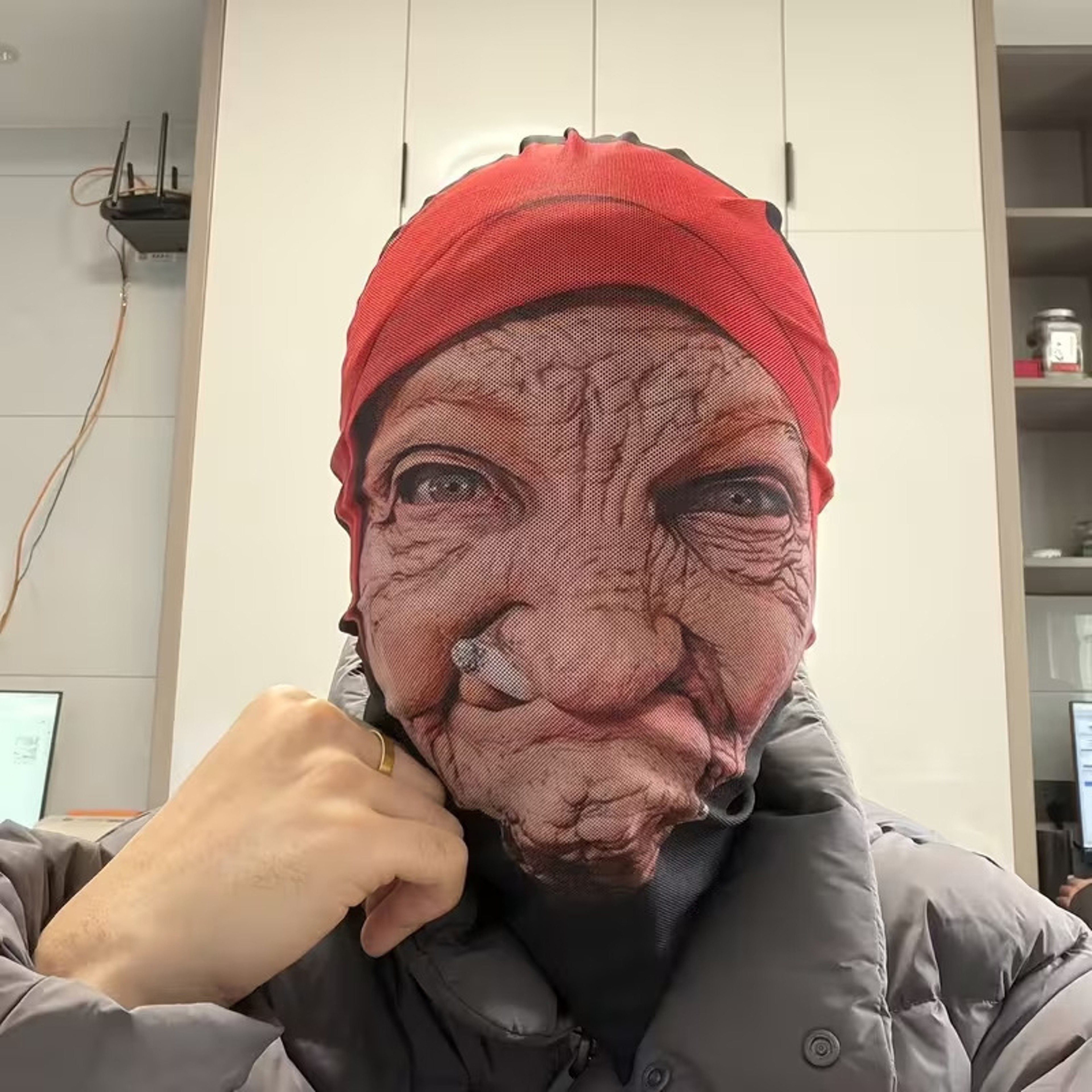 Werewolf Latex Full Face Mask with White Hair for Halloween Cosplay – view 7