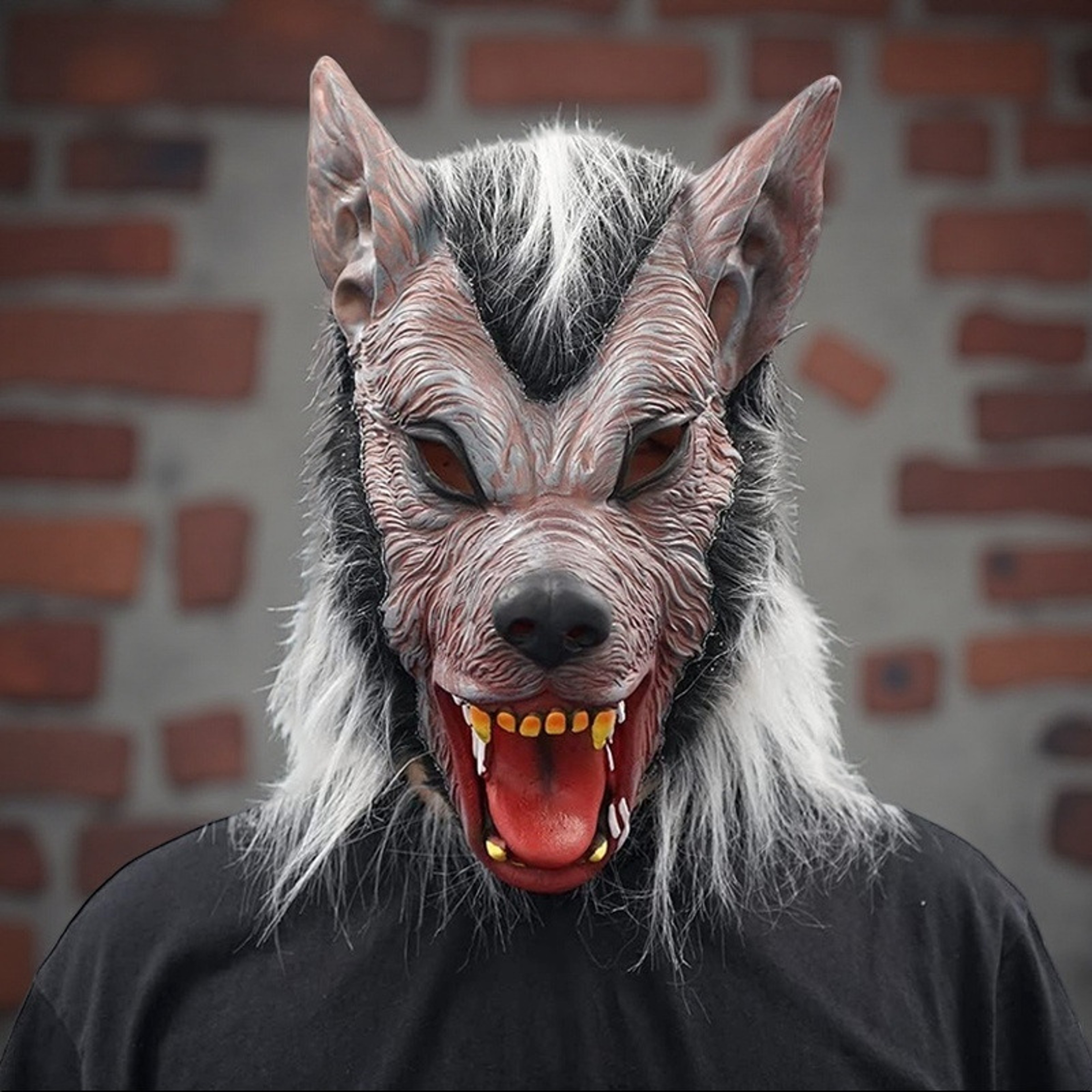 Werewolf Latex Full Face Mask with White Hair for Halloween Cosplay – view 6