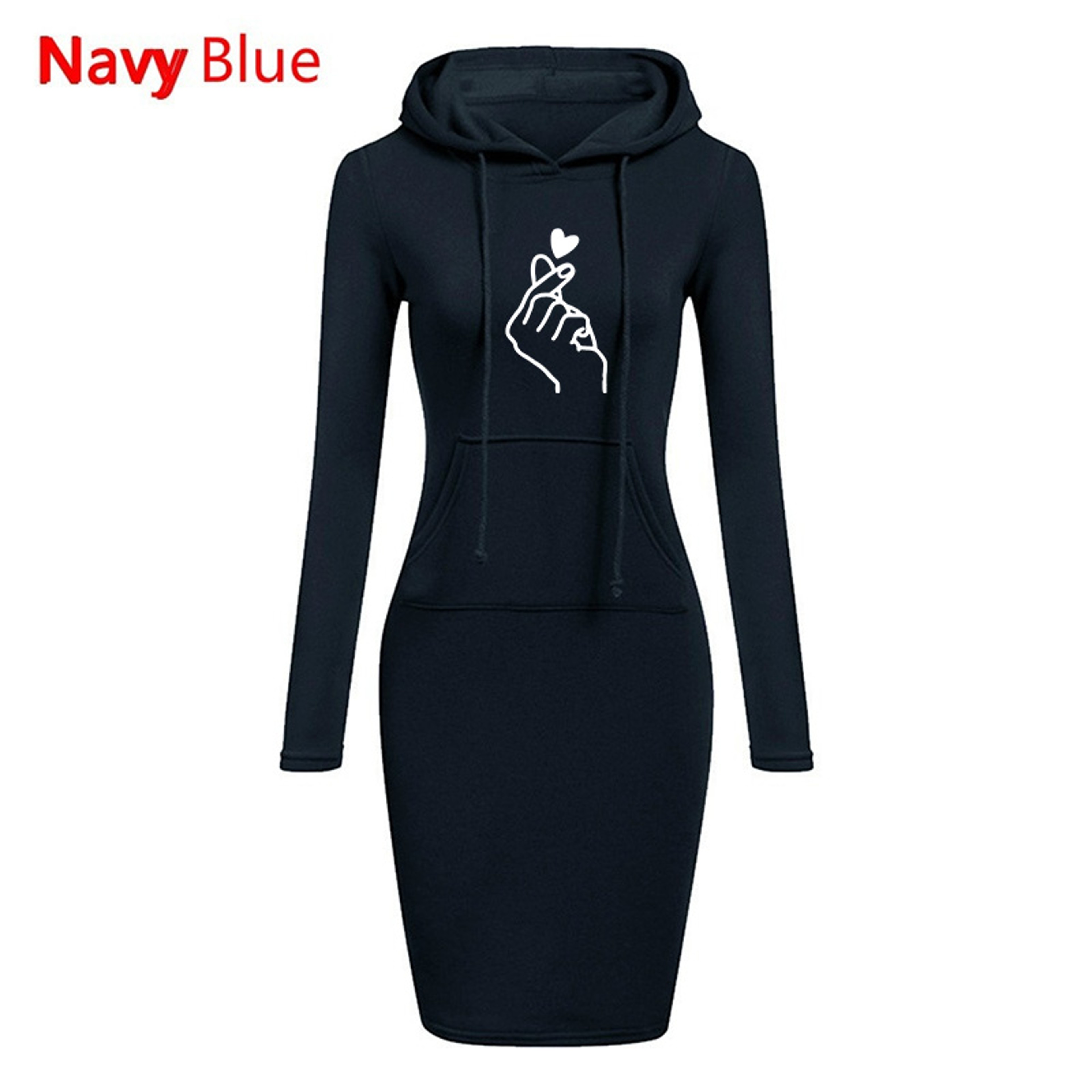 Womens Hooded Sweatshirt Dress With Pockets  Slim Fit KneeLength Casual Dress 4