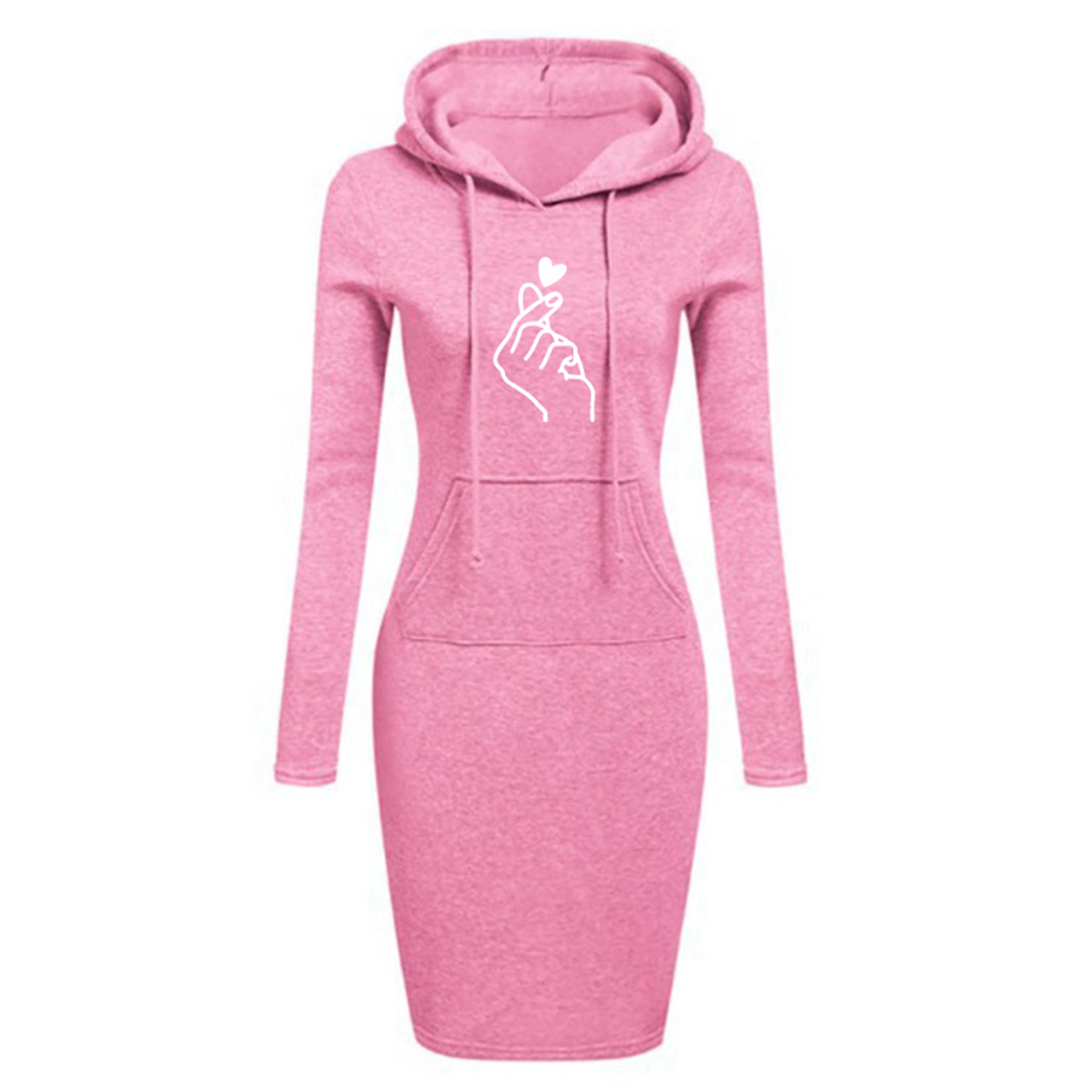 Womens Hooded Sweatshirt Dress With Pockets  Slim Fit KneeLength Casual Dress 2