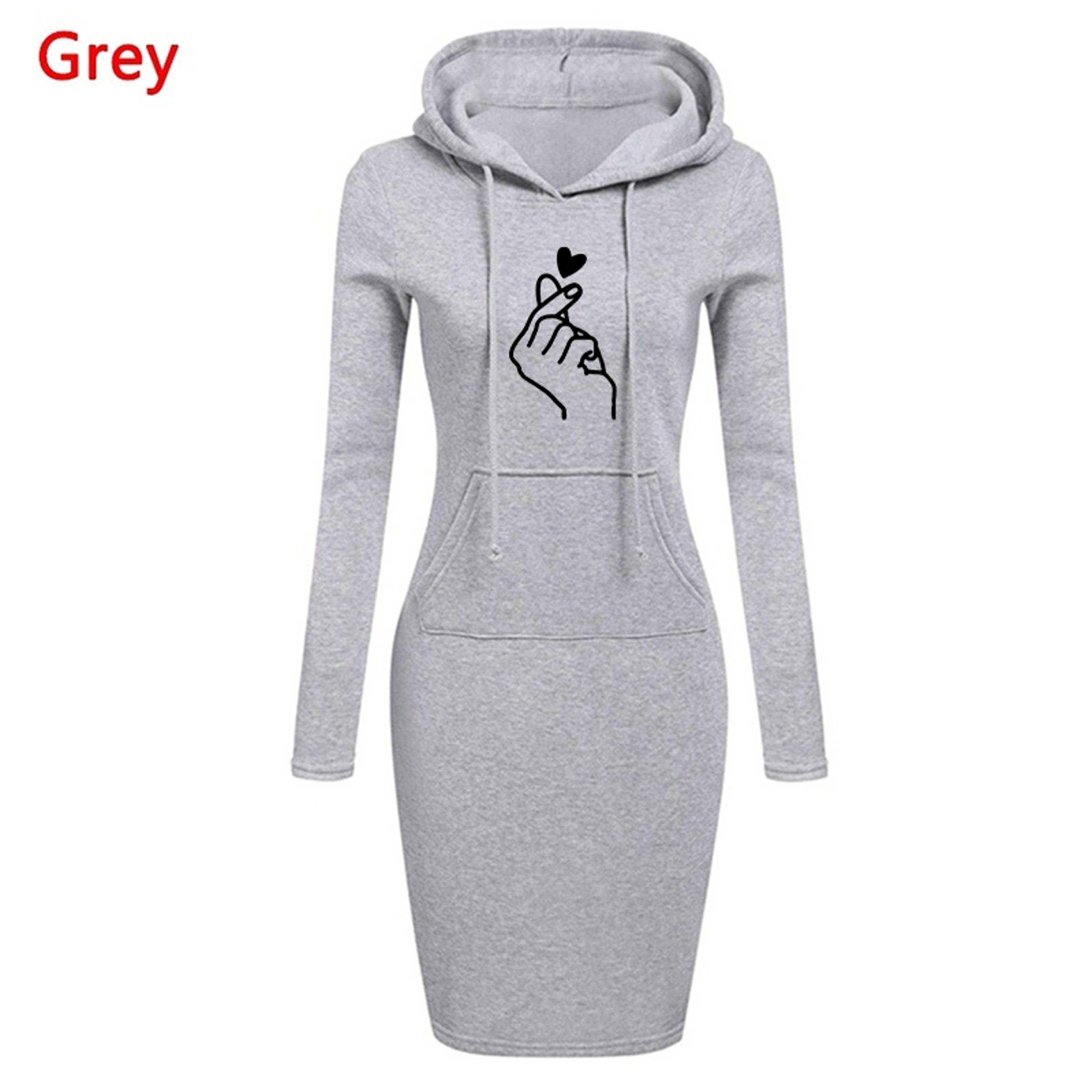 Womens Hooded Sweatshirt Dress With Pockets  Slim Fit KneeLength Casual Dress 3