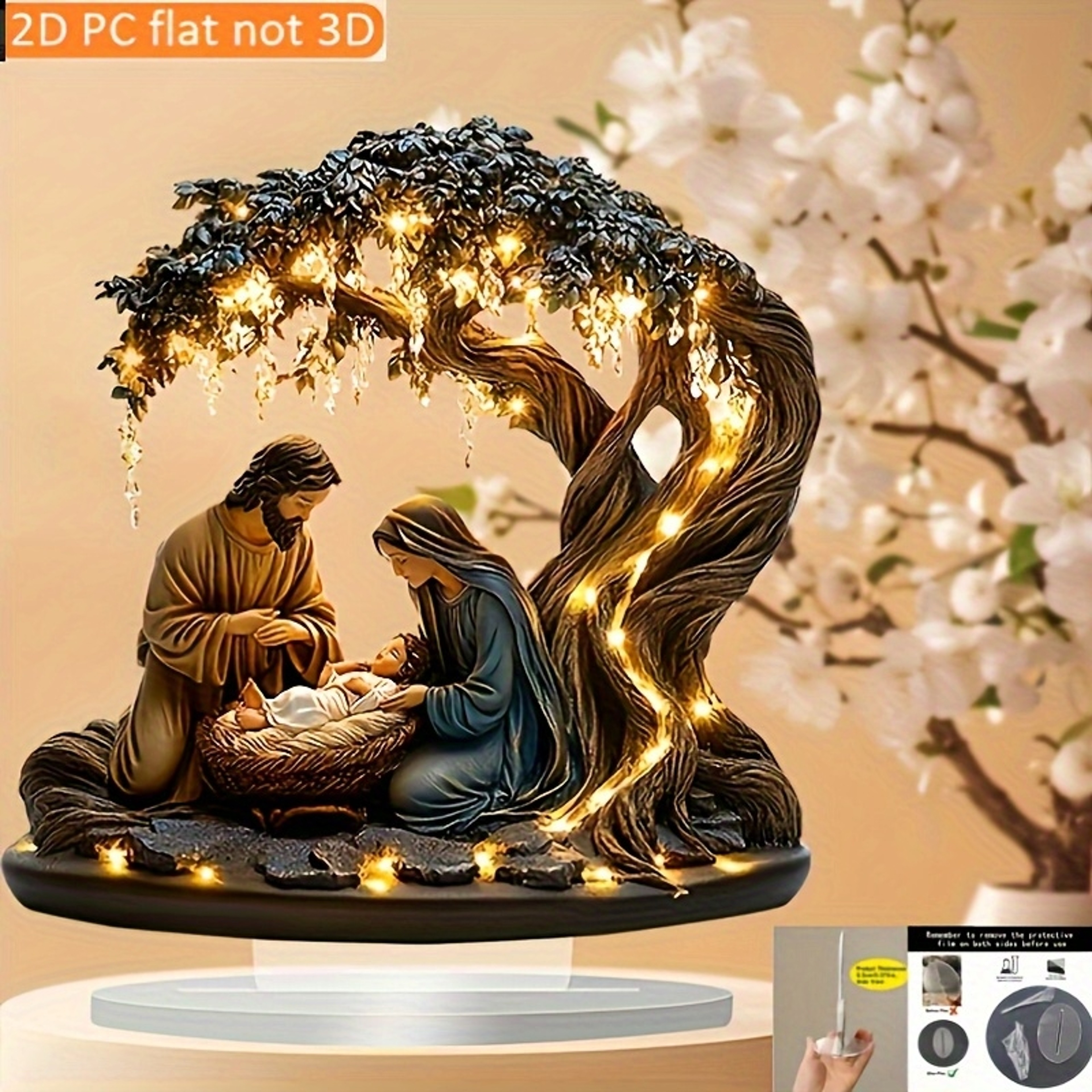 Retro Acrylic Nativity Scene Decoration with Virgin Mary for Christian Home Decor – view 3