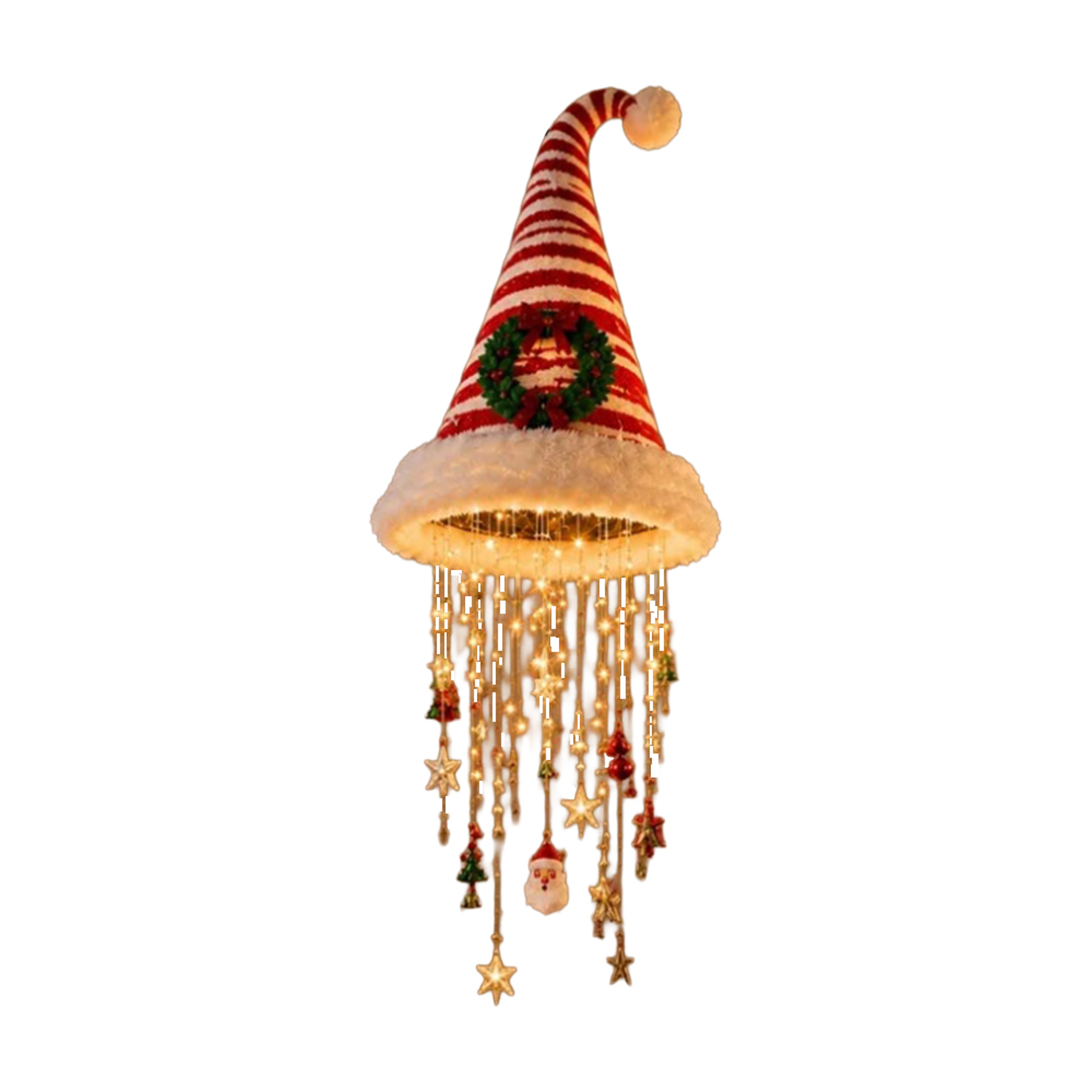 LED Christmas Santa Hat Hanging Ornament With Warm White Lights 8