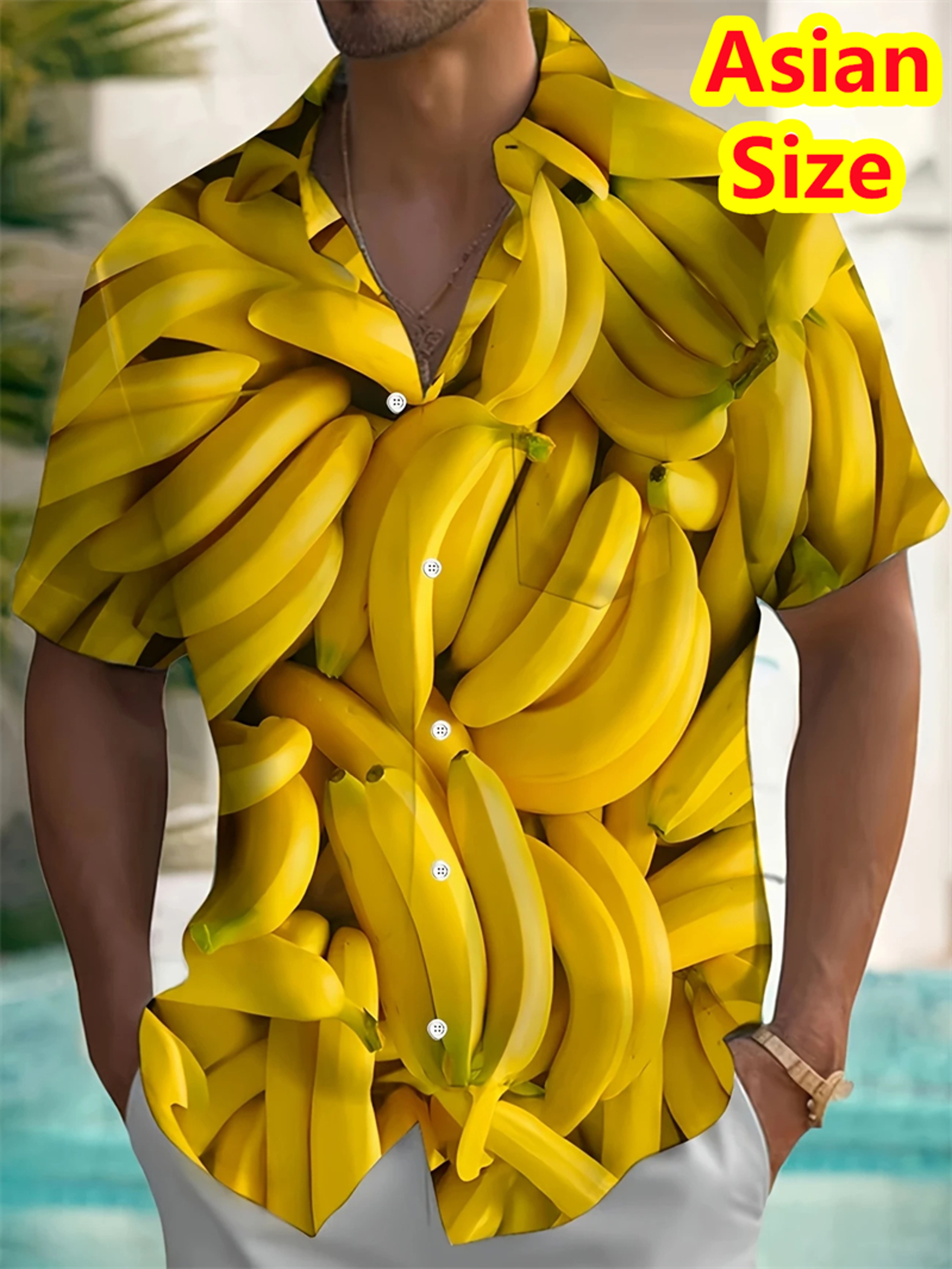 Mens Hawaiian Shirt With 3D Banana And Pineapple Print Short Sleeves 1