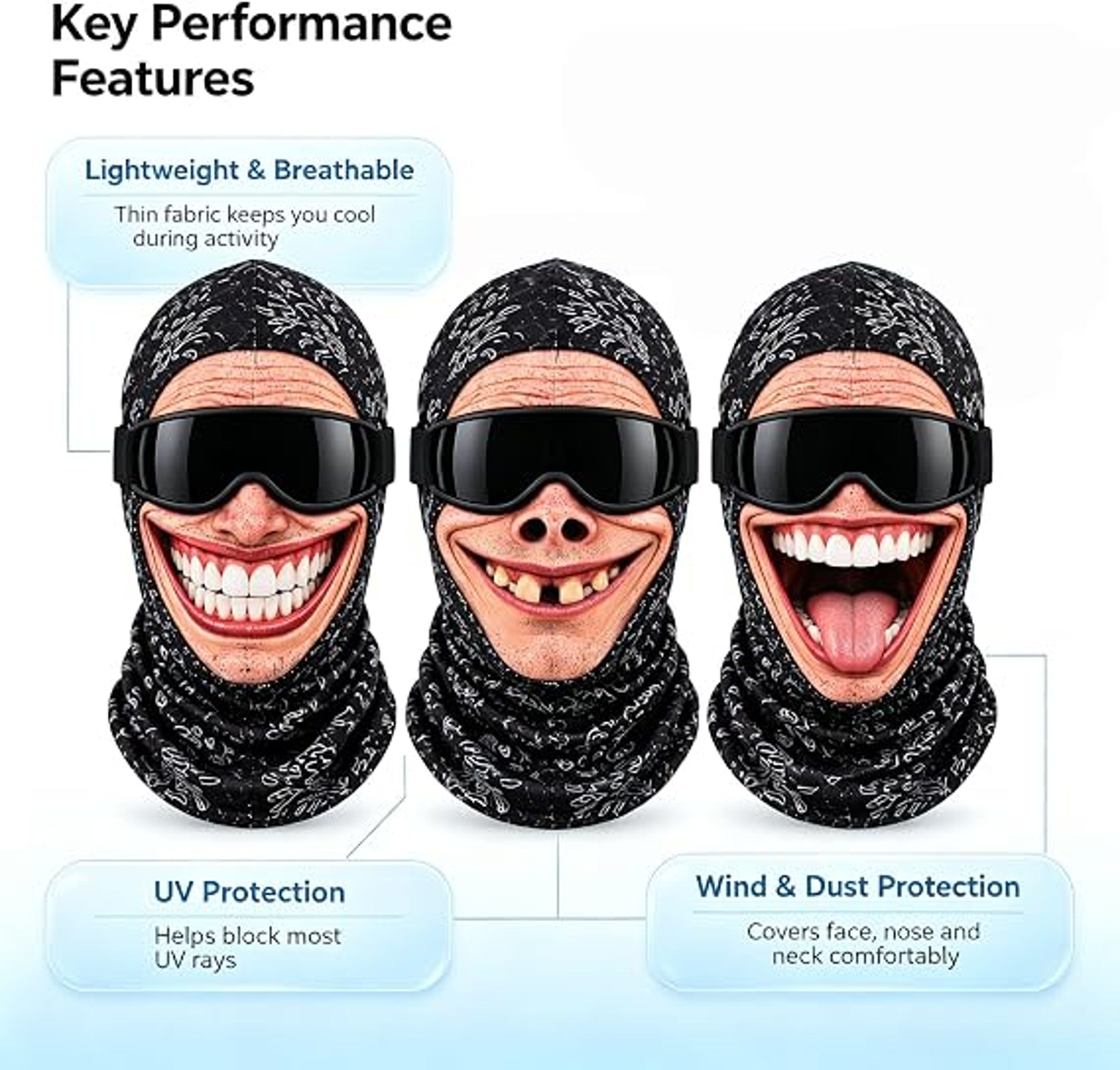 3D Funny Ski Mask Windproof Balaclava Full Face Cover For Winter And Halloween 3