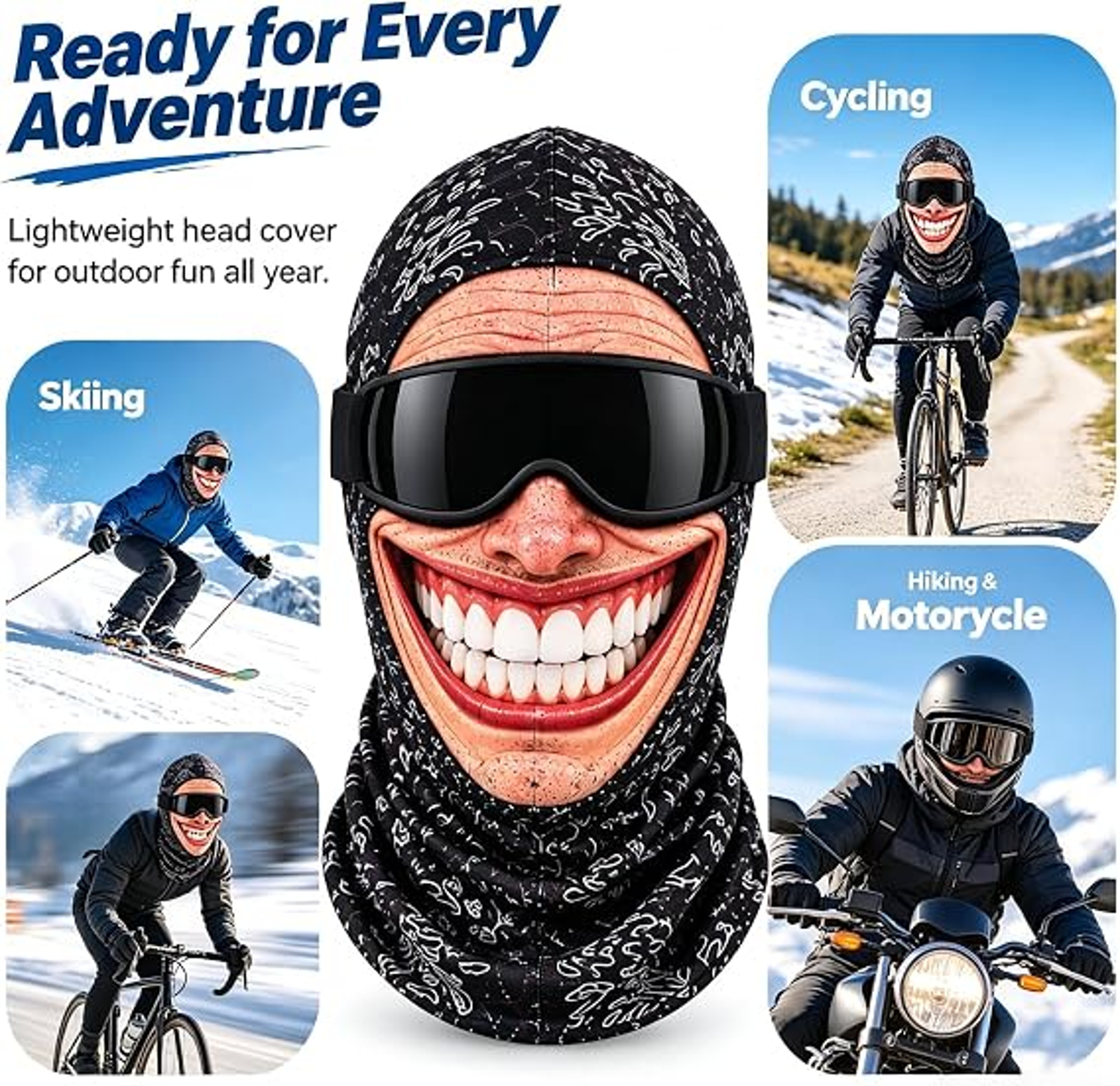 3D Funny Ski Mask Windproof Balaclava Full Face Cover For Winter And Halloween 5
