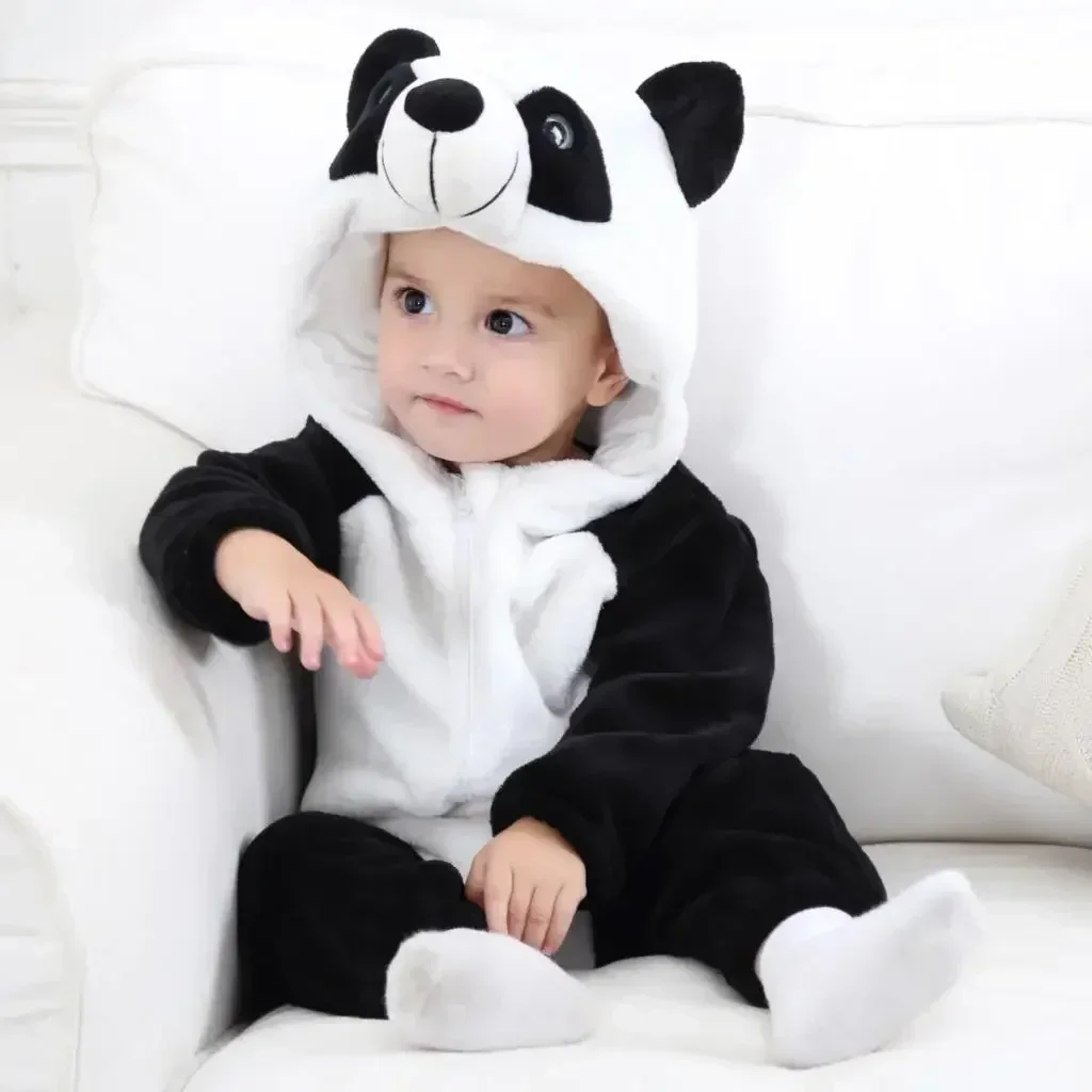 Baby Animal Costume Romper With Hooded Flannel Design And Zipper Closure 12