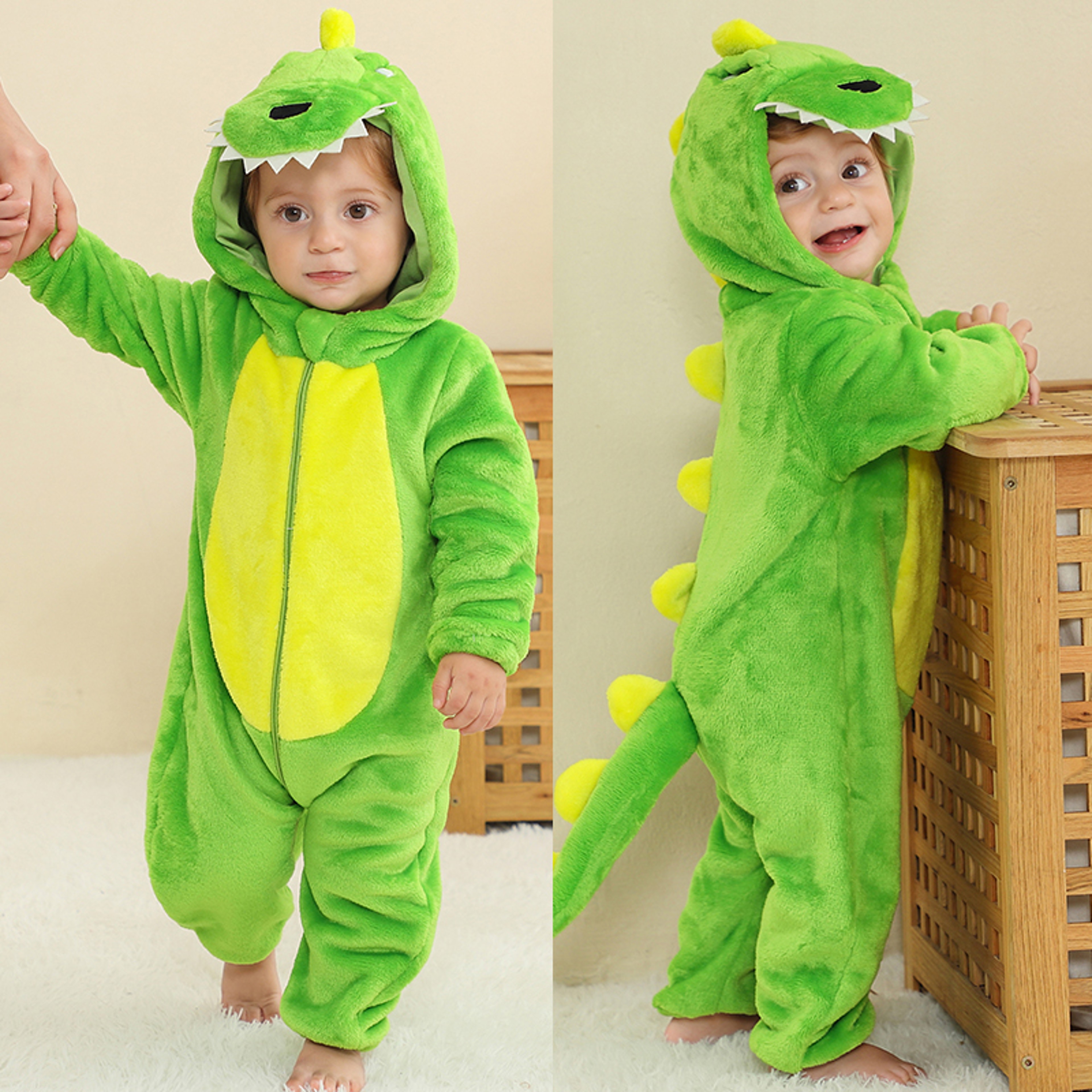 Baby Animal Costume Romper With Hooded Flannel Design And Zipper Closure 31