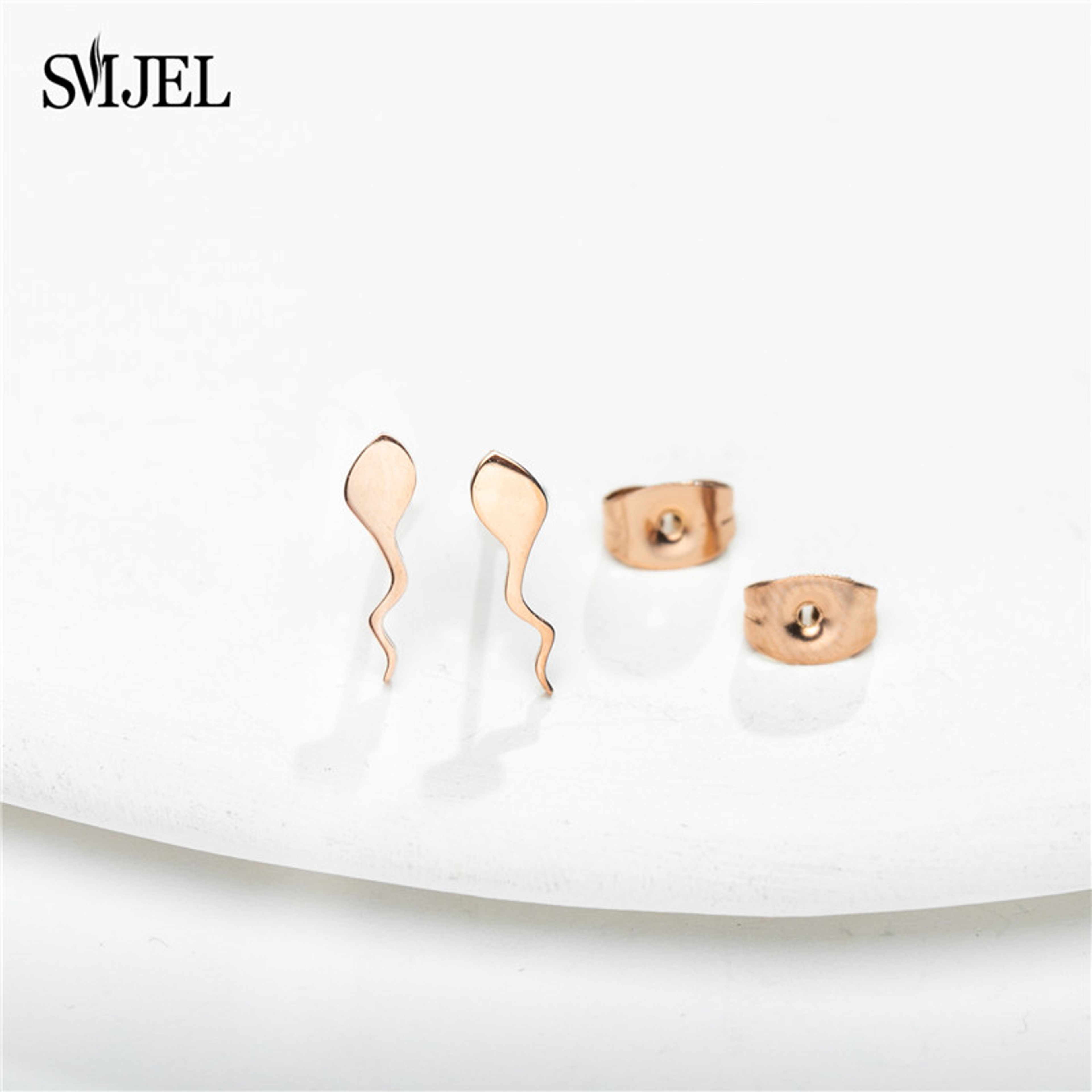 Stainless Steel Sperm Shape Stud Earrings – Funny Punk Style Unisex Jewelry – view 3