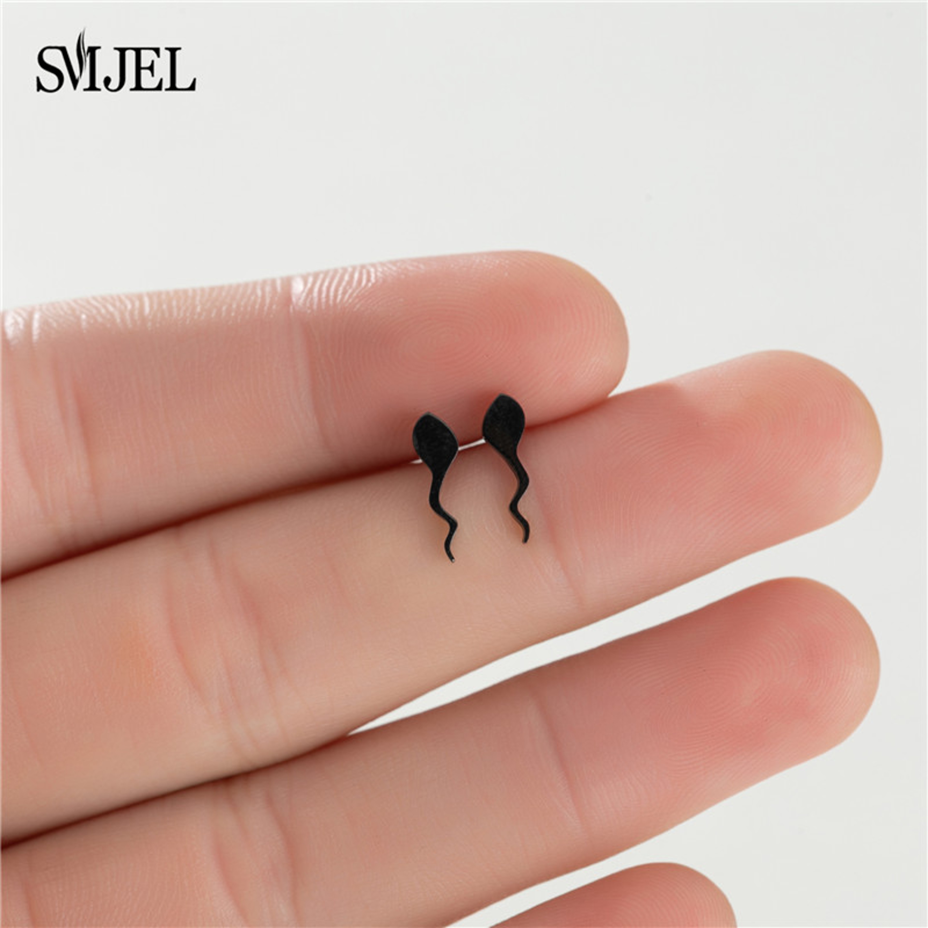 Stainless Steel Sperm Shape Stud Earrings – Funny Punk Style Unisex Jewelry – view 2